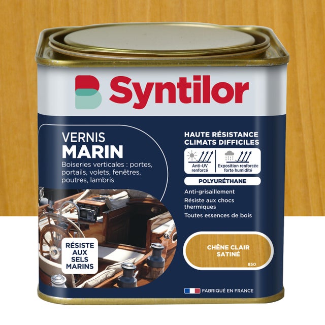 Vernis marin pour bois extérieur SYNTILOR chêne clair satiné 0.75 l