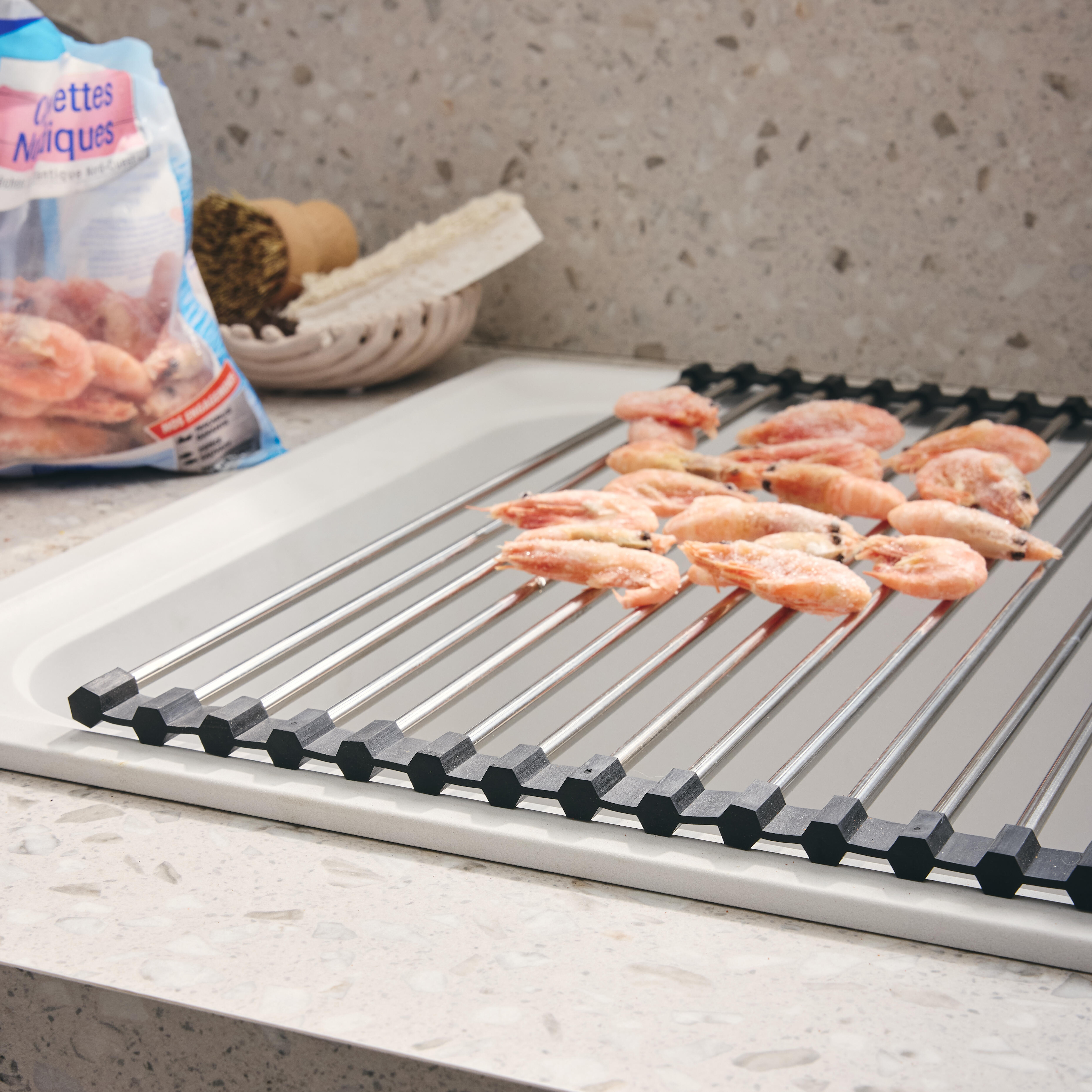 Escurreplatos de acero inoxidable de 29x1x46.7 cm - 12