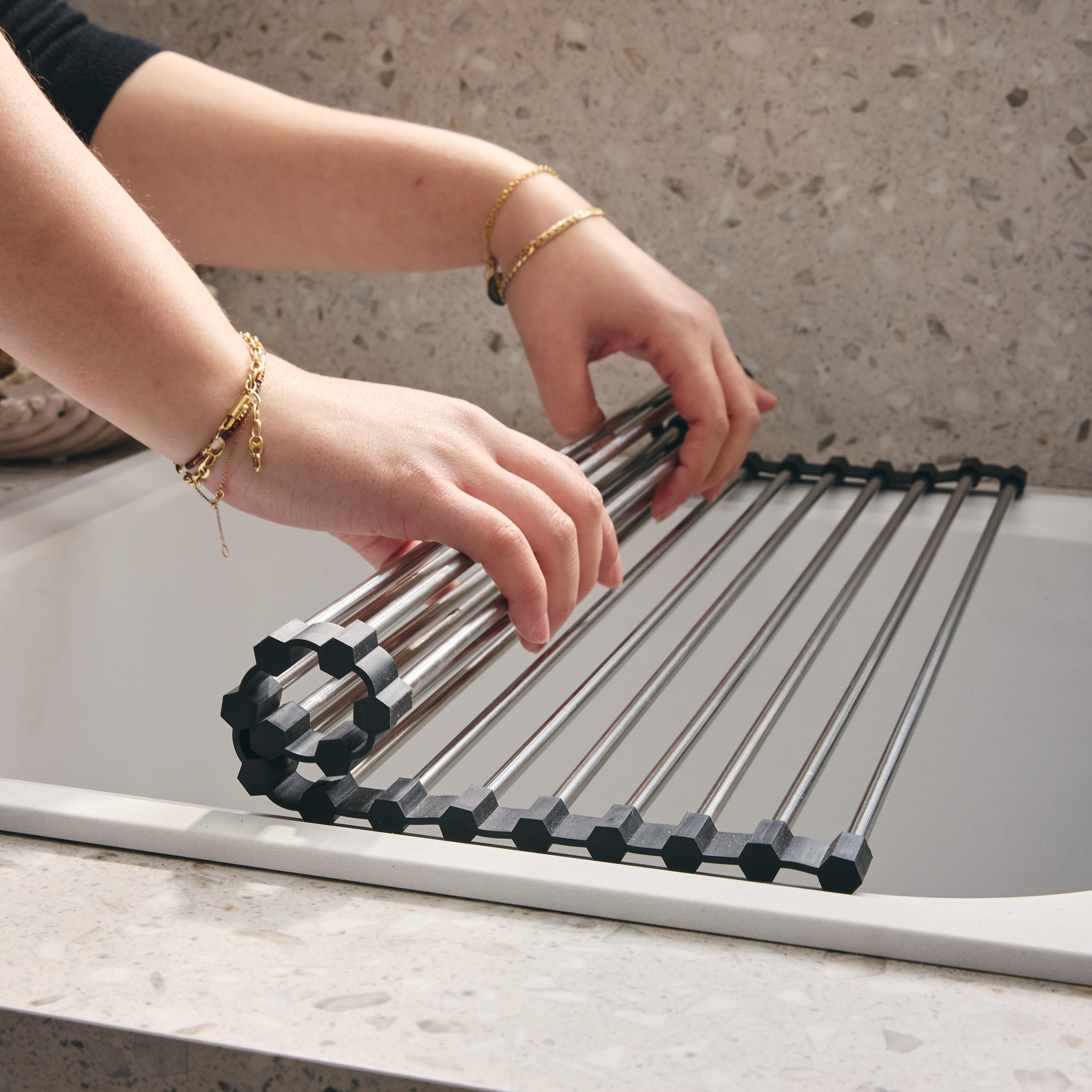 Escurreplatos de acero inoxidable de 29x1x46.7 cm - 9