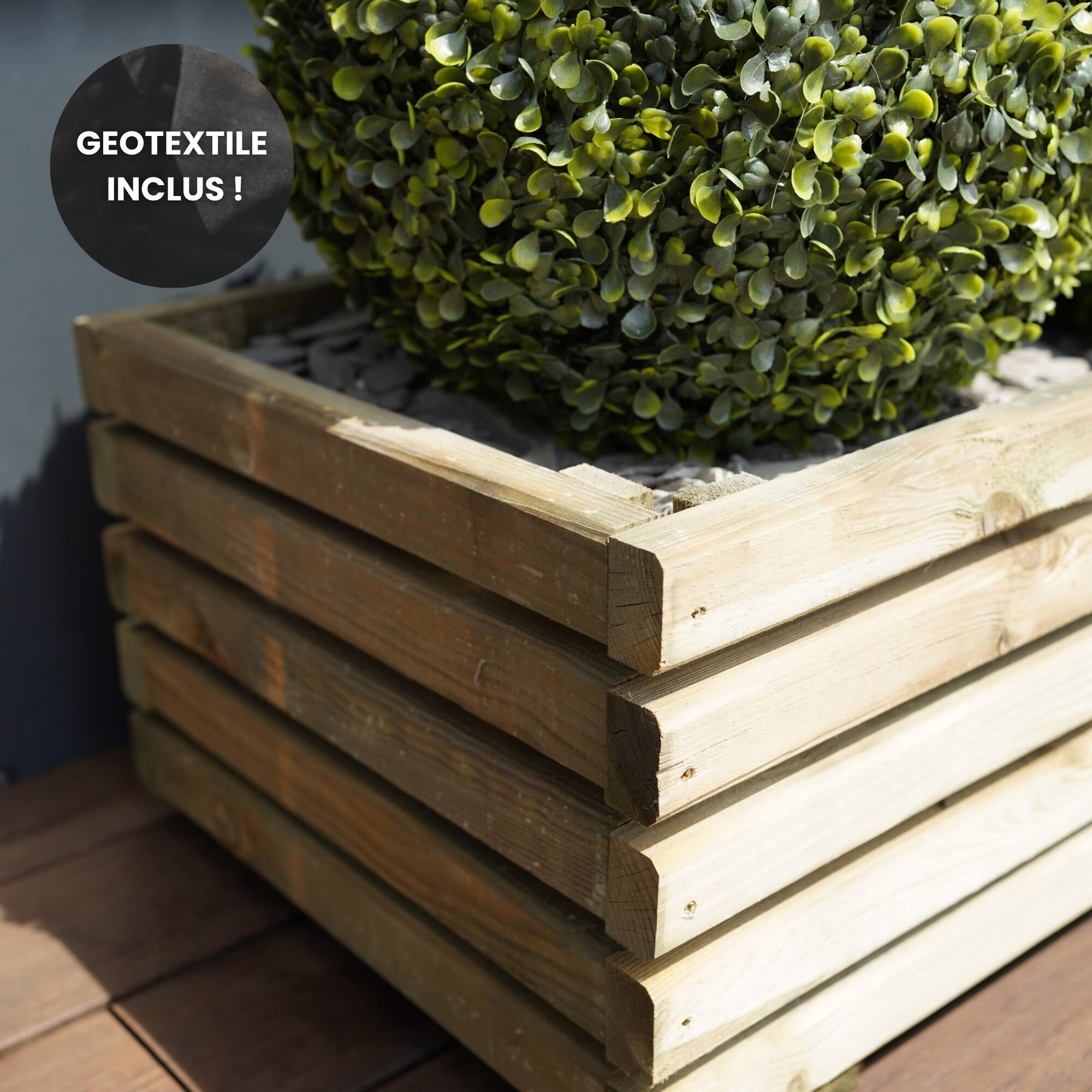 Bac KÜB rectangle en pin traité CERLAND, L.80 x P.40 x H.28 cm - 7