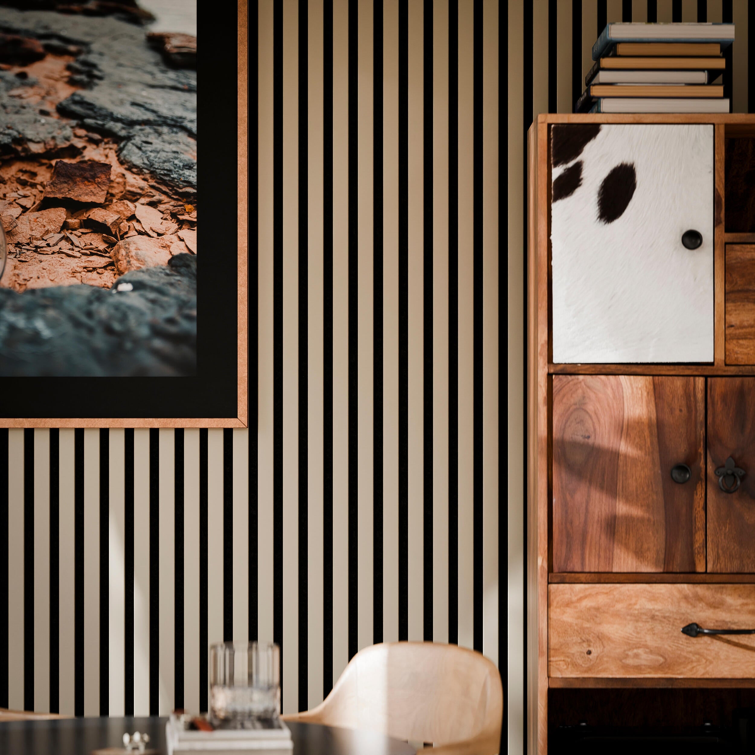 Panele ścienne 3D lamel na filcu 270x30 cm Kaszmir 6 lameli - 3