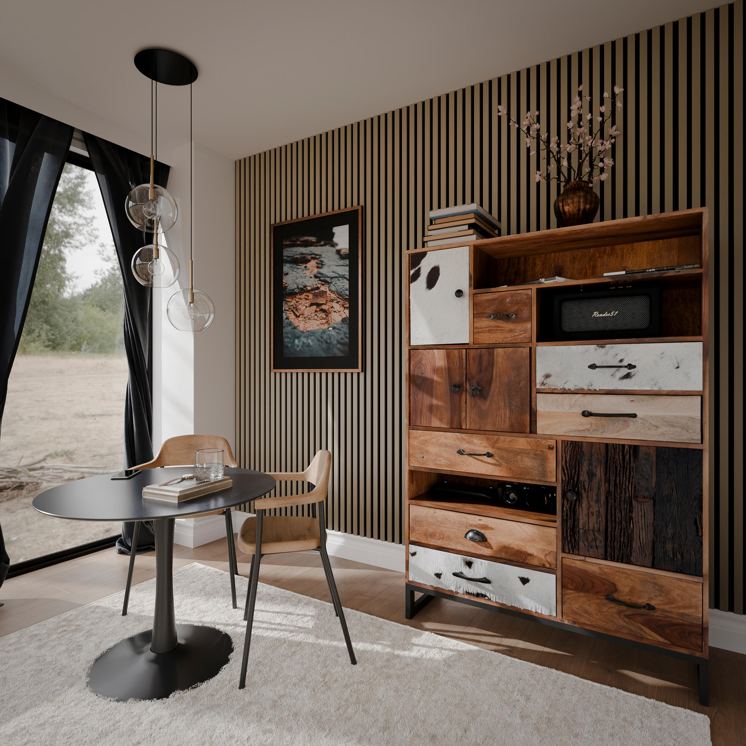 Panele ścienne 3D lamel na filcu 270x30 cm Kaszmir 6 lameli - 2