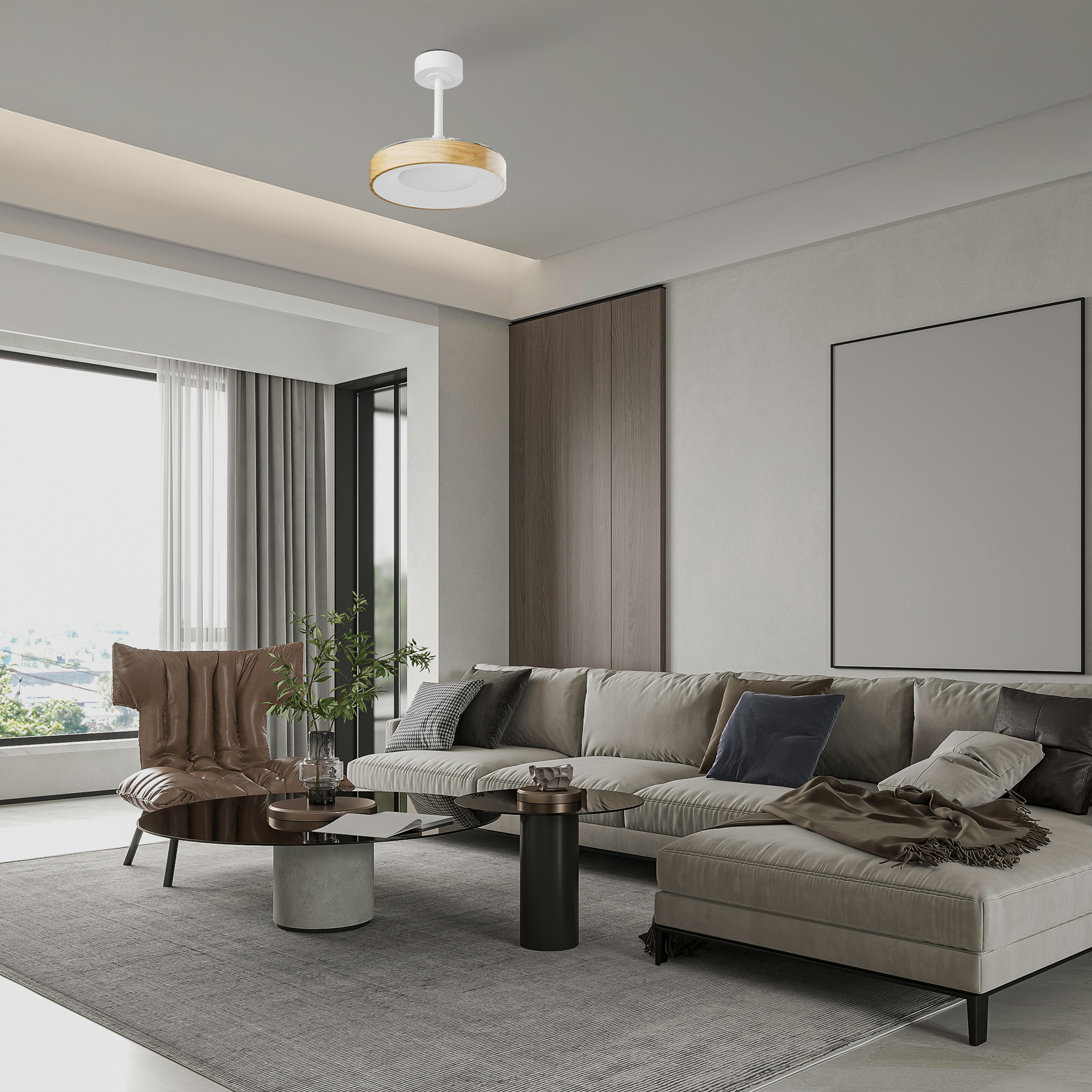 Ventilador de techo con luz silencioso DC 25W con mando ø91 cm Niseko MANTRA marrón luz CCT 3 aspas retráctiles tipo lámpara| 8 velocidades| modo verano/invierno| brisa| recomendado para <13m² - 5