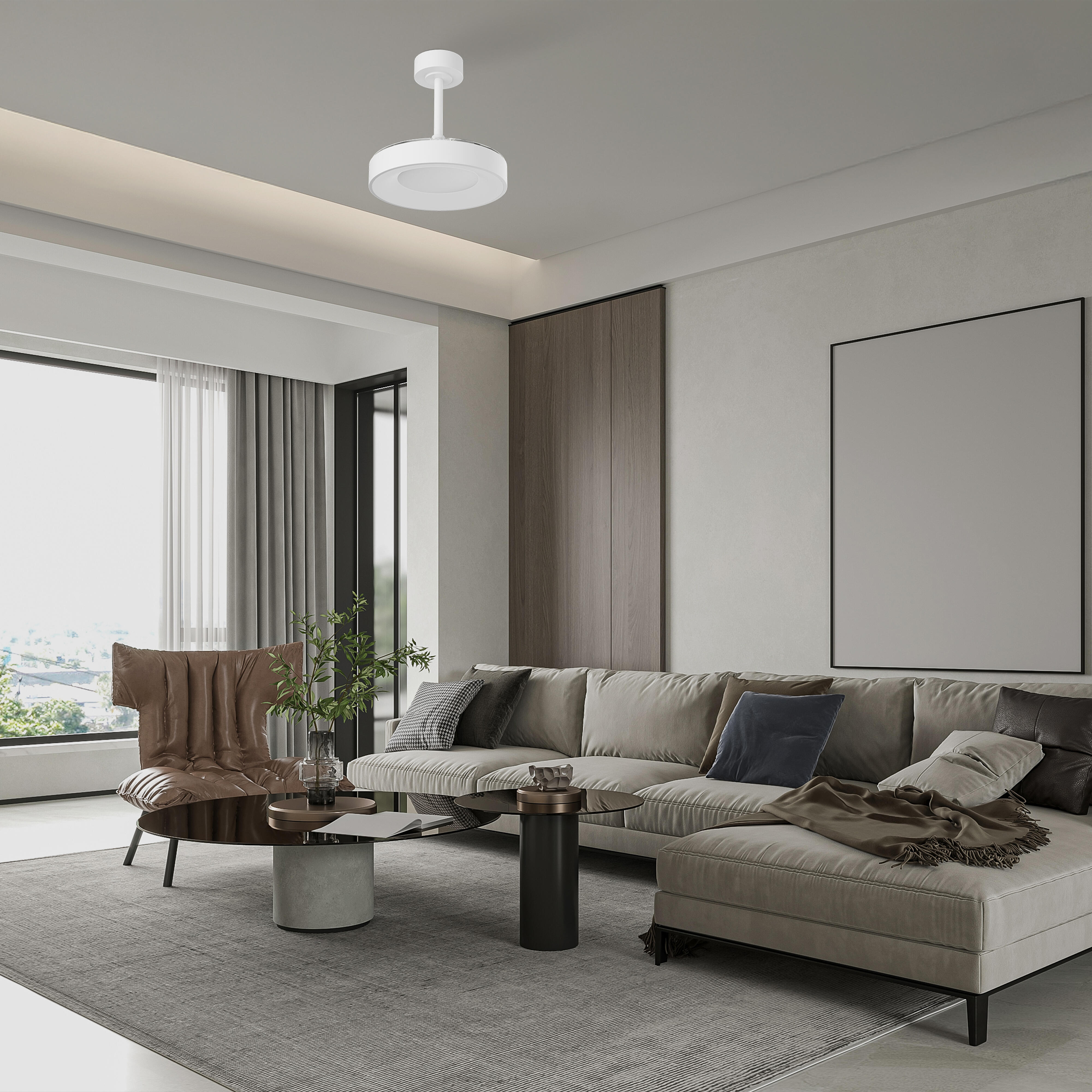 Ventilador de techo con luz silencioso DC 25W con mando ø91 cm Niseko MANTRA blanco luz CCT 3 aspas retráctiles tipo lámpara| 8 velocidades| modo verano/invierno| brisa| recomendado para <13m² - 5