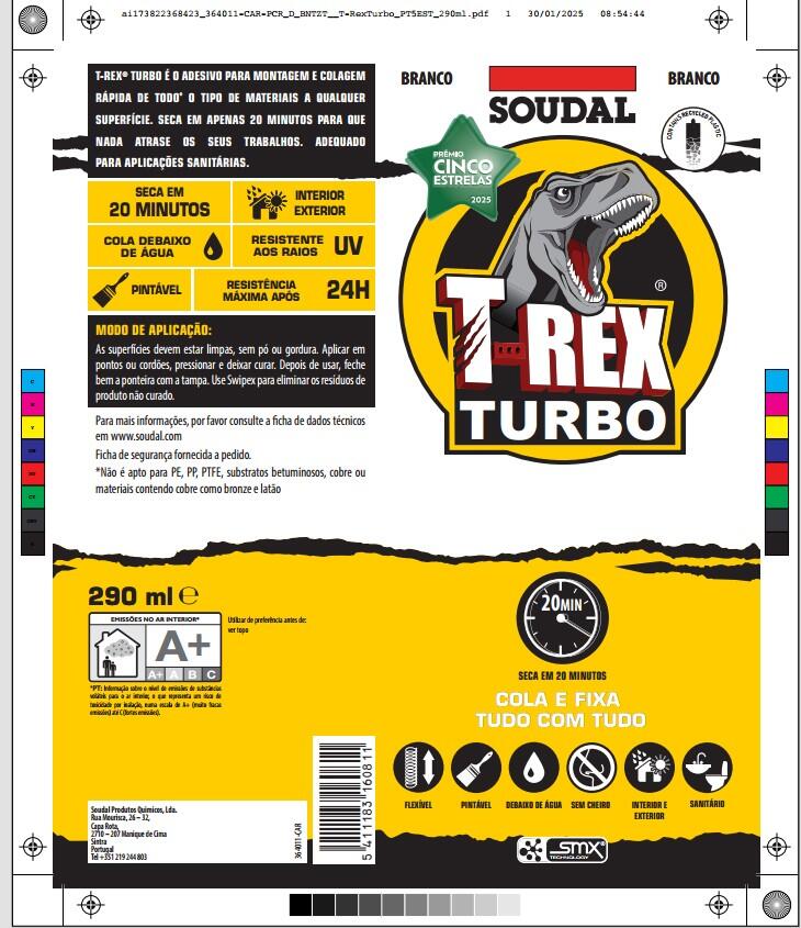 Cola e veda rapidez extrema 290 ml branco T-rex turbo - 11
