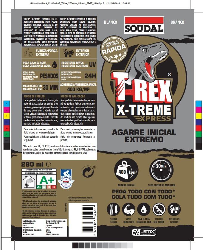 Cola e veda universal 290 ml branco T-rex E-treme Express - 6