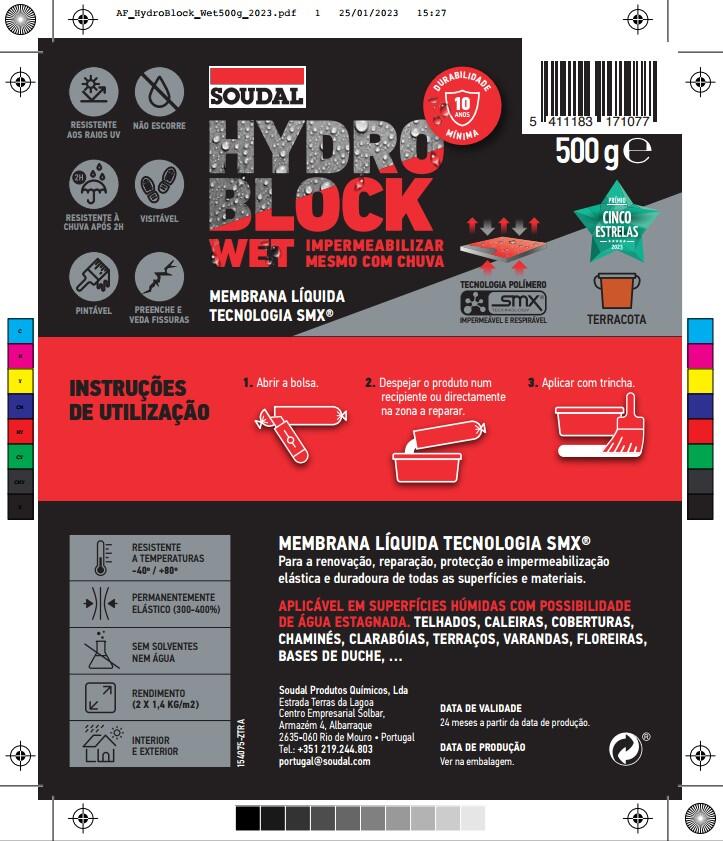 Membrana impermeabilizante liquida polimero Soudal Hydroblock Wet terracota 500GR - 2