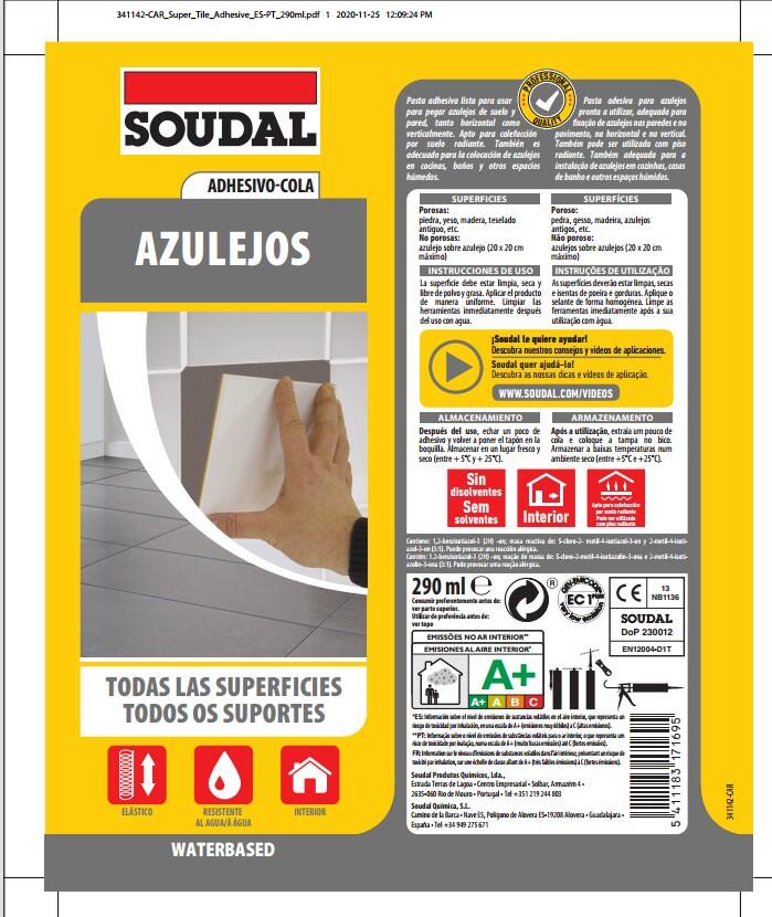 Cola para azulejos interior 310 ml Soudal - 3
