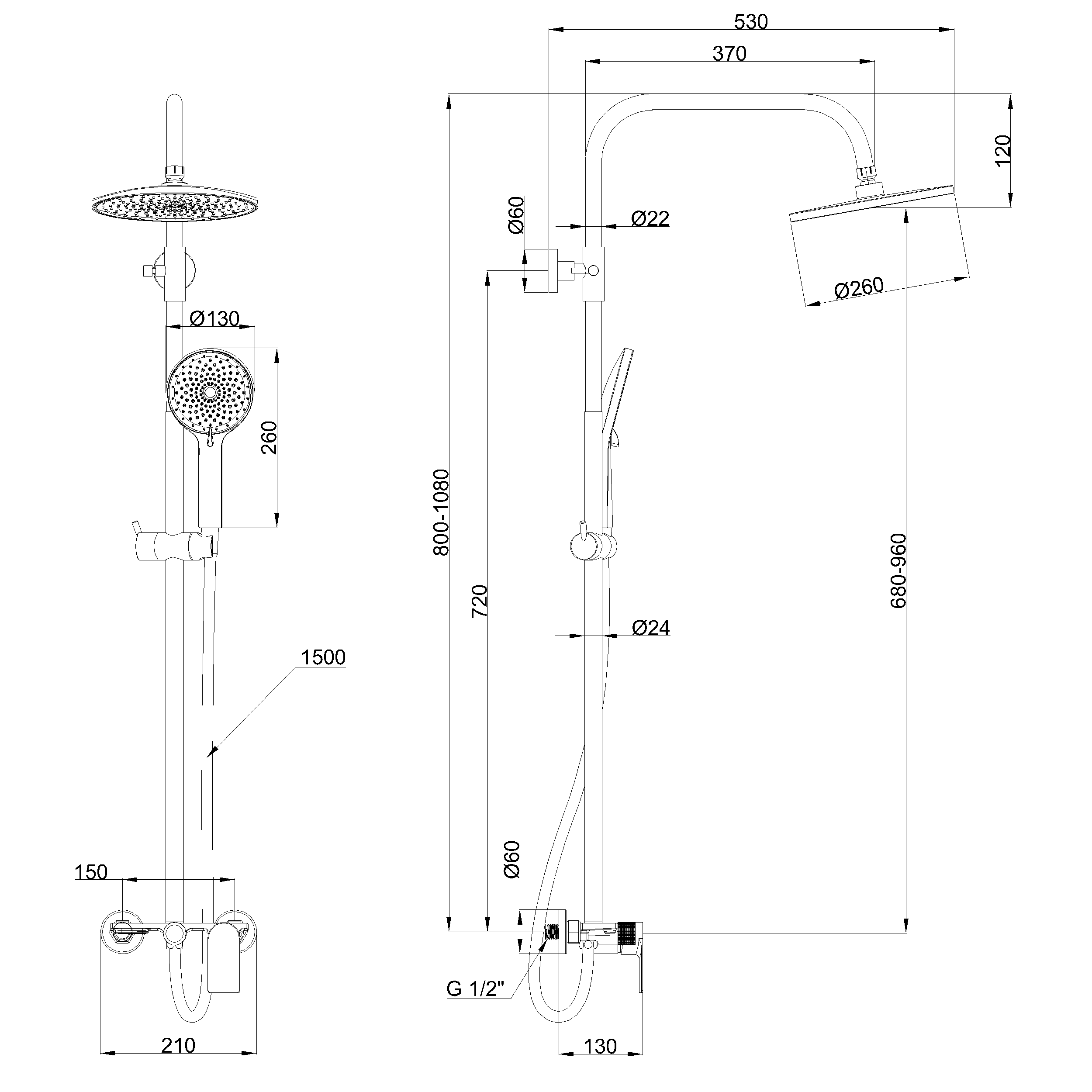 Kolumna prysznicowa z baterią Deja czarna Invena - 3