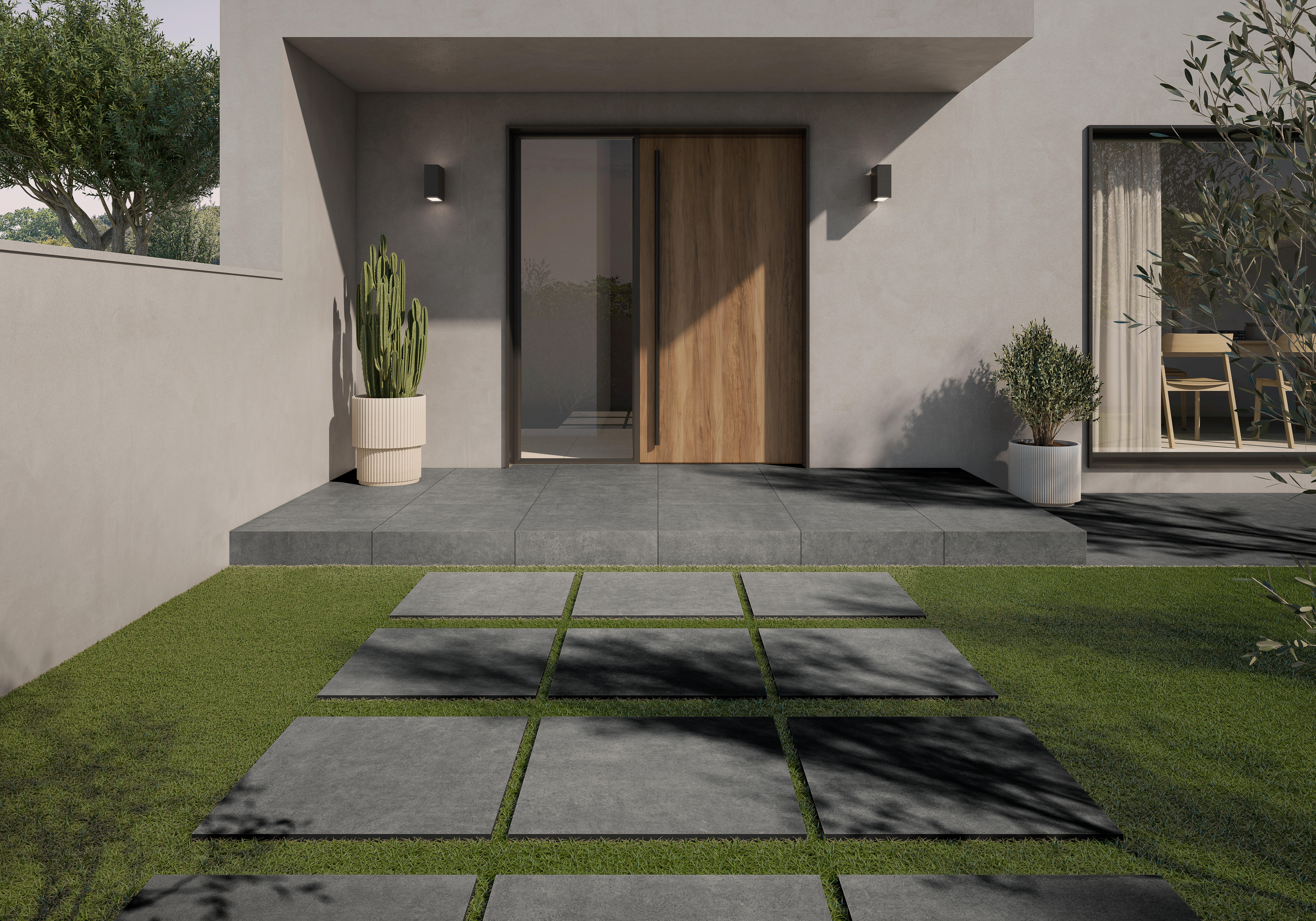 Suelo porcelánico core efecto piedra gris oscuro 60x60 cm c3