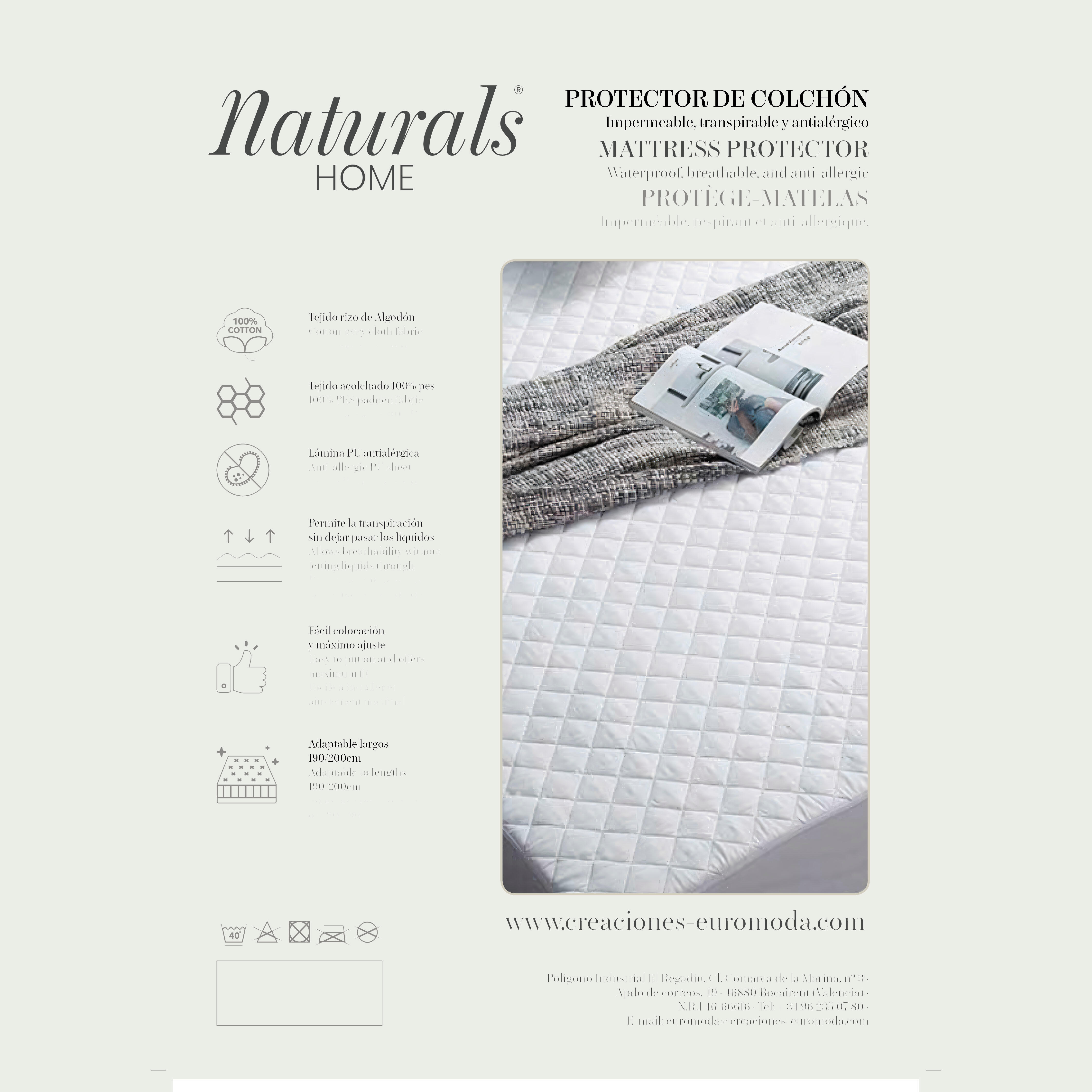 Protector de colchón impermeable  poliéster Acolchado para cama de 90 cm - 3