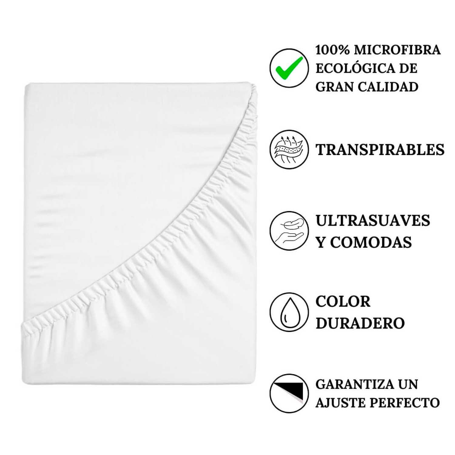 Sábana bajera de poliéster BLANCO para camas de 150 cm - 2