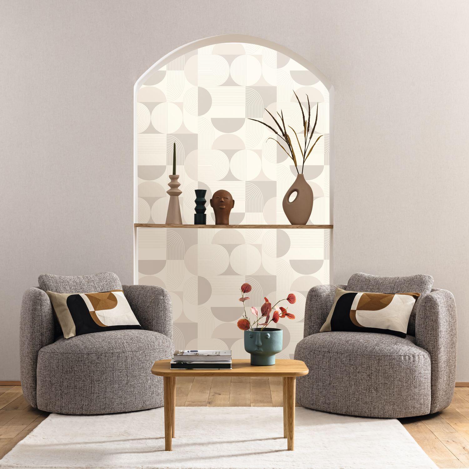 Papel pintado vinílico basic beige 0,53 x 10,05 metros