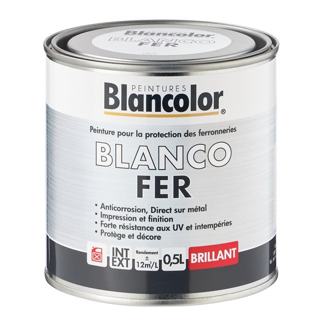 Peinture fer brillante gris aluminium 0,5 L - BLANCOLOR