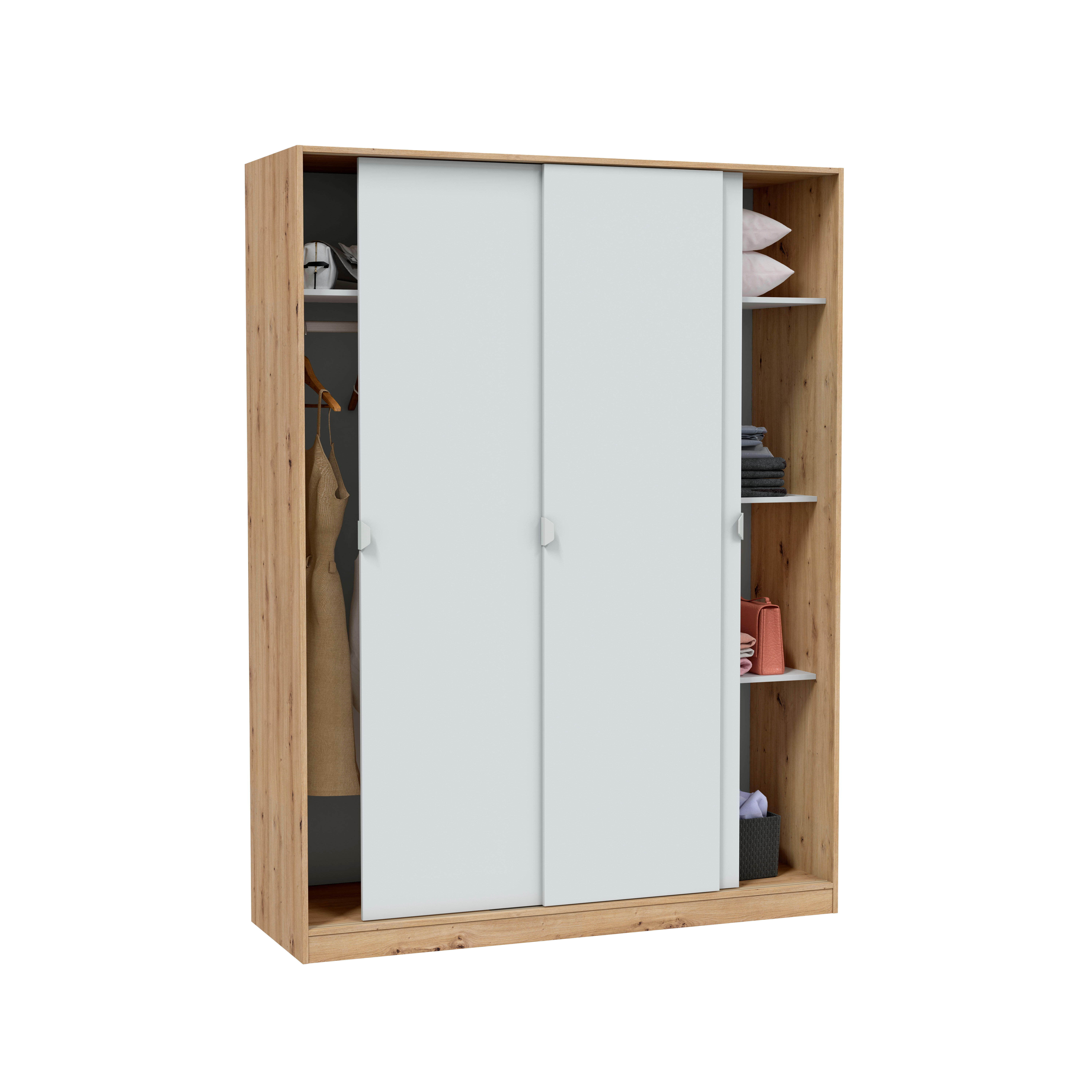 Armario puerta corredera Garona 150x200x50cm con 3 puertas color blanco - 9