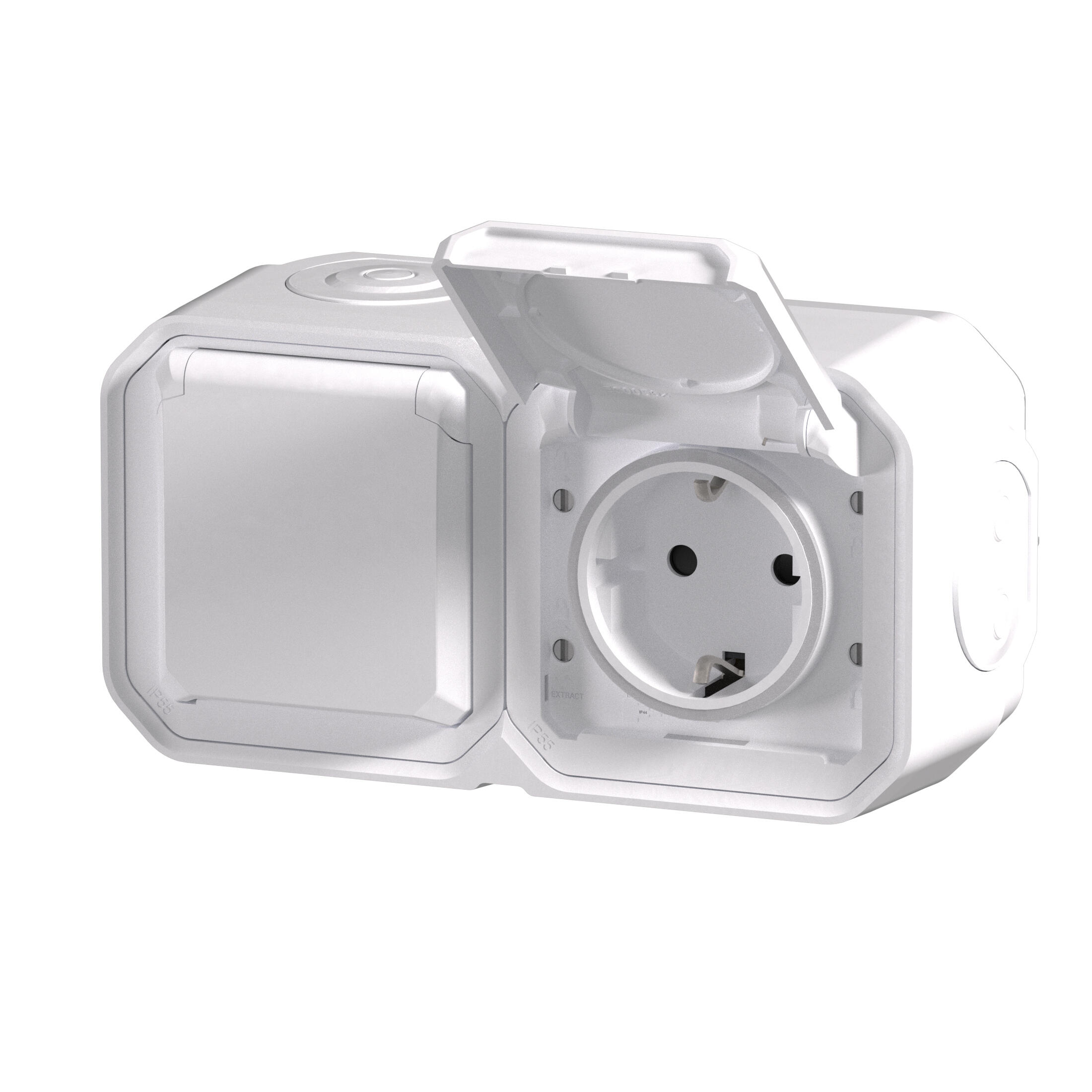 Enchufe doble con toma de tierra PLEXO superfice blanco - 4