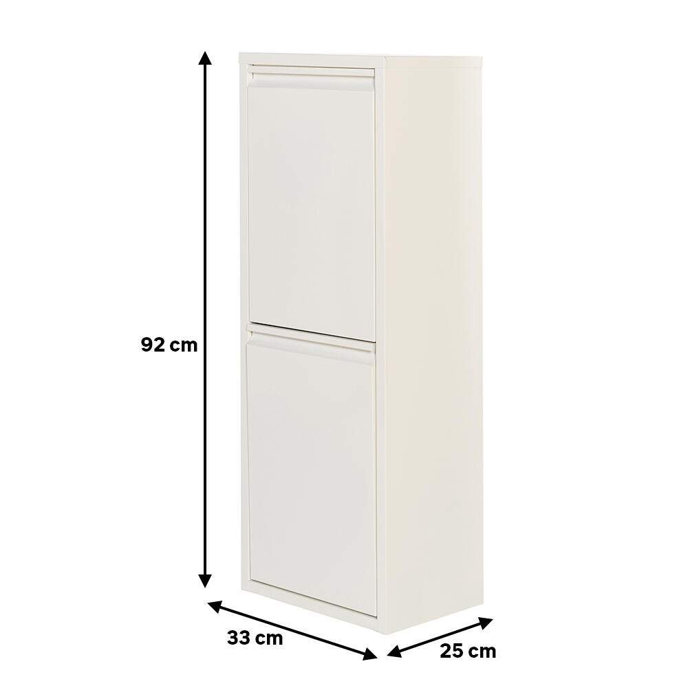 Armario para reciclaje de metal 33.5x92x25cm color bco 2 puertas 2 cubos de 15L - 2
