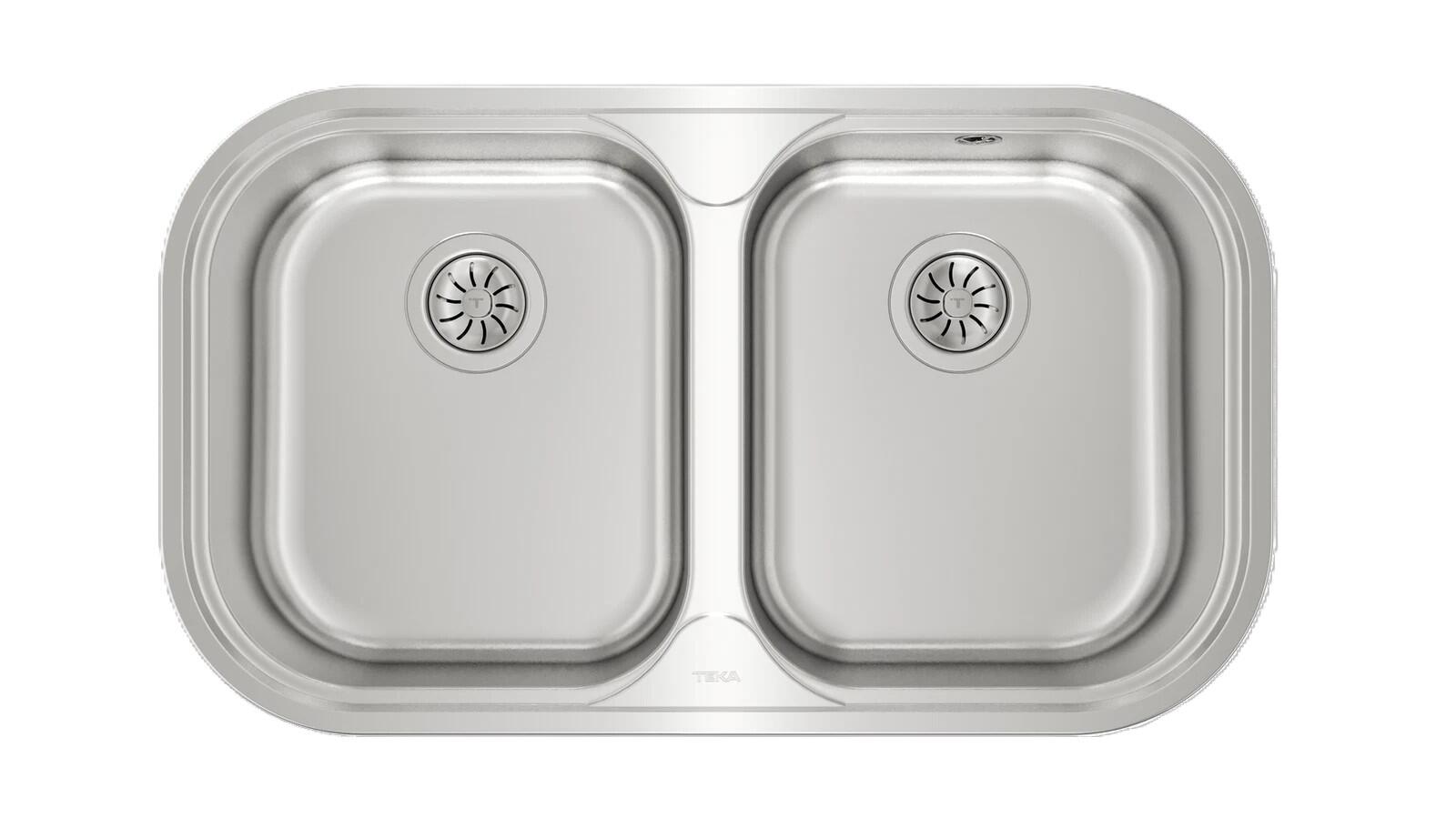 Fregadero 2 senos de acero inox sin orificio teka 48.5 x 83 cm
