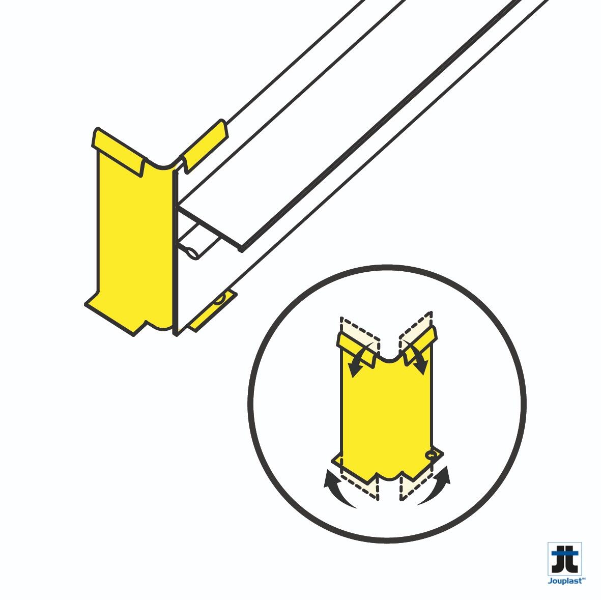 Jonction angle rentrant pour profil de finition aluminium, Gris alu, 70mm - 3