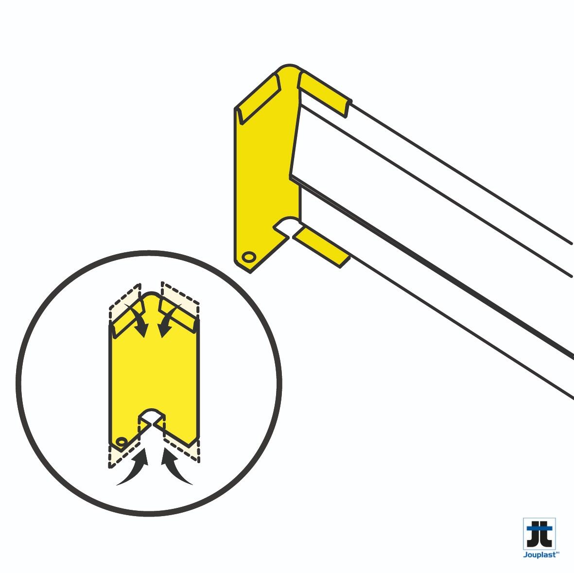 Jonction angle sortant pour profils de finition aluminium, Beige RAL 1013, 70mm - 3