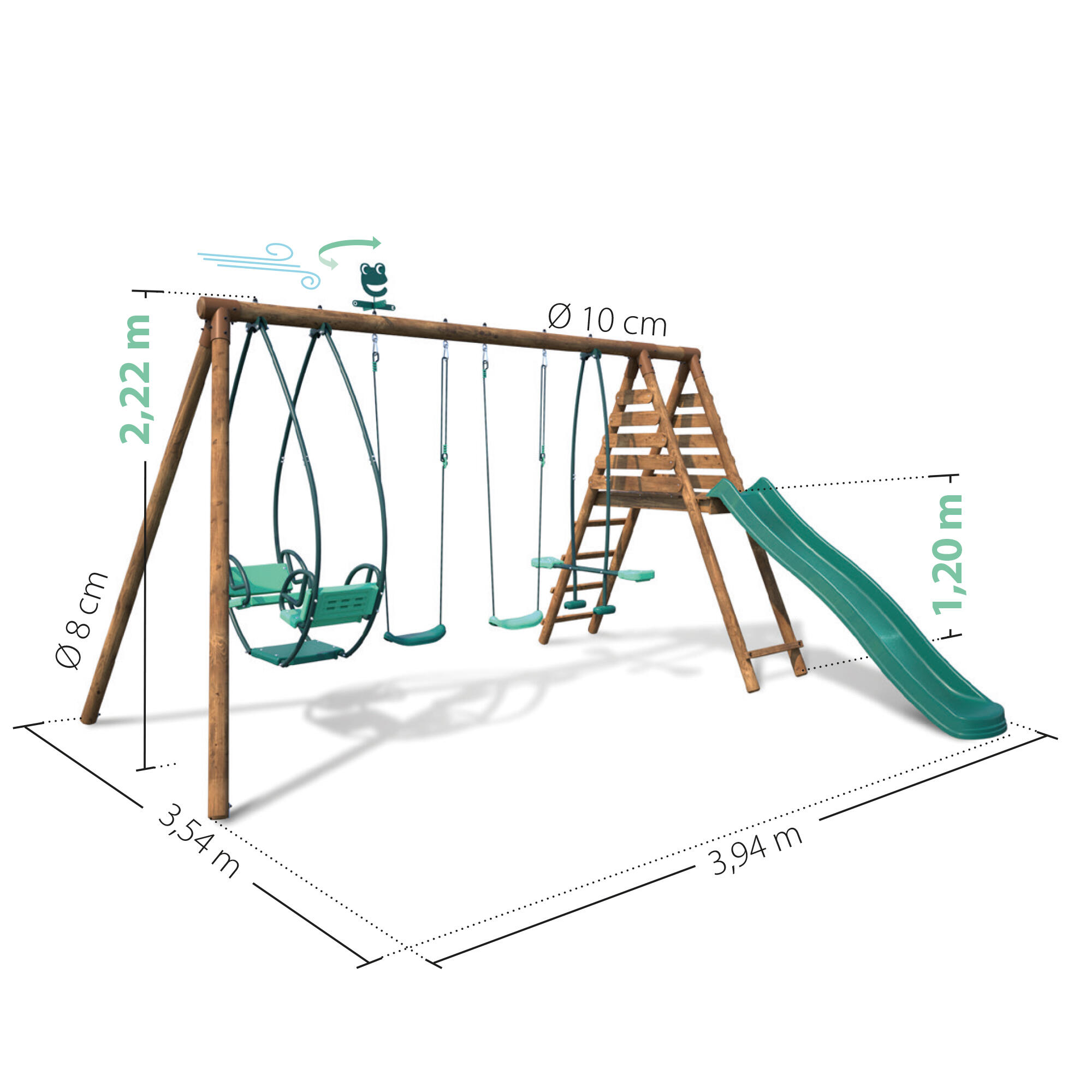 Portique balançoires et toboggan JACINTHE, SOULET, H.222 cm - 9
