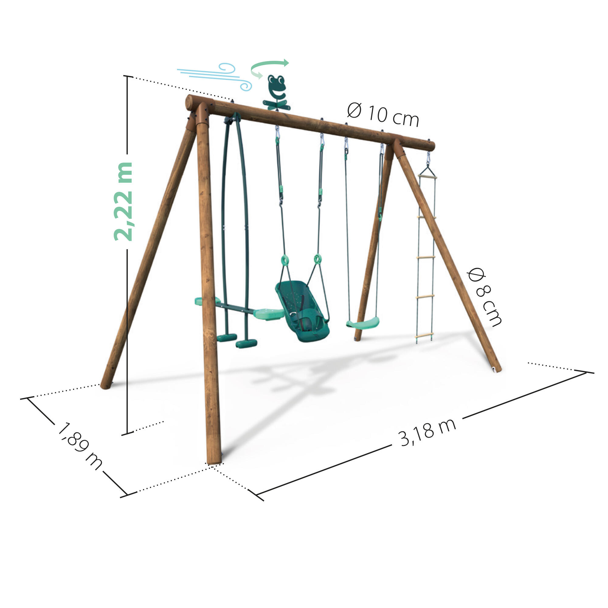 Portique balançoire en bois SUZON, SOULET, H.222 cm - 8
