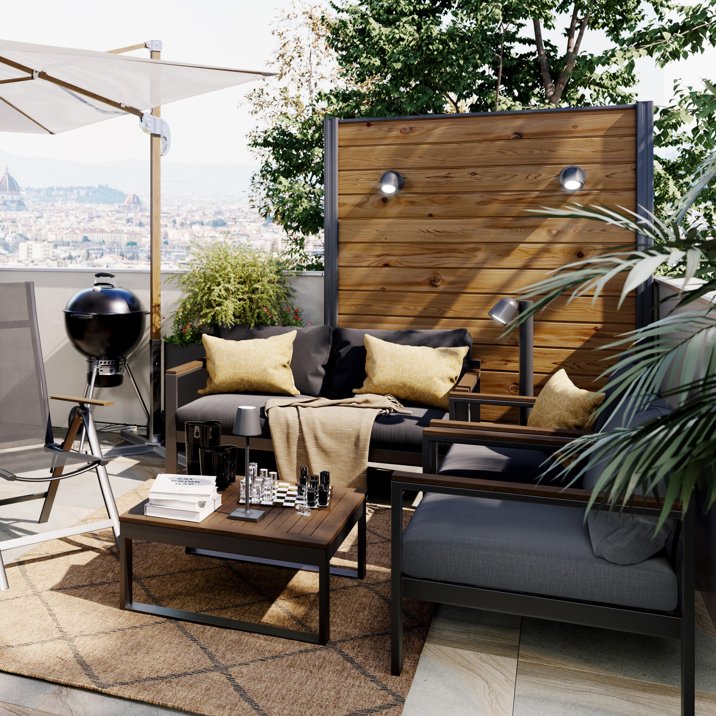 Conjunto jardim relax sofá e mesa alumínio cinzento Oris II Naterial - 11