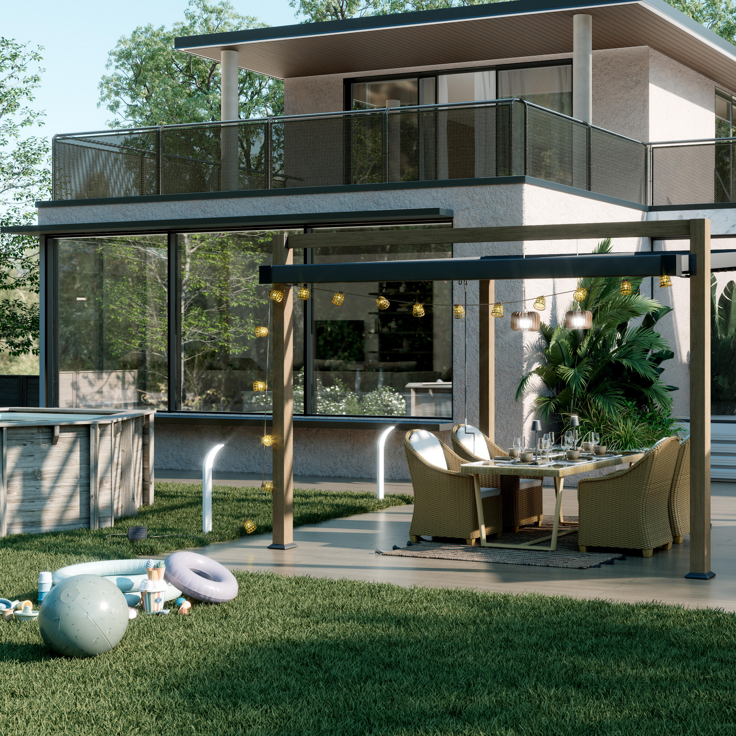 Mesa de jardín de aluminio ratán NATERIAL Medena 100x74x200 cm - 12