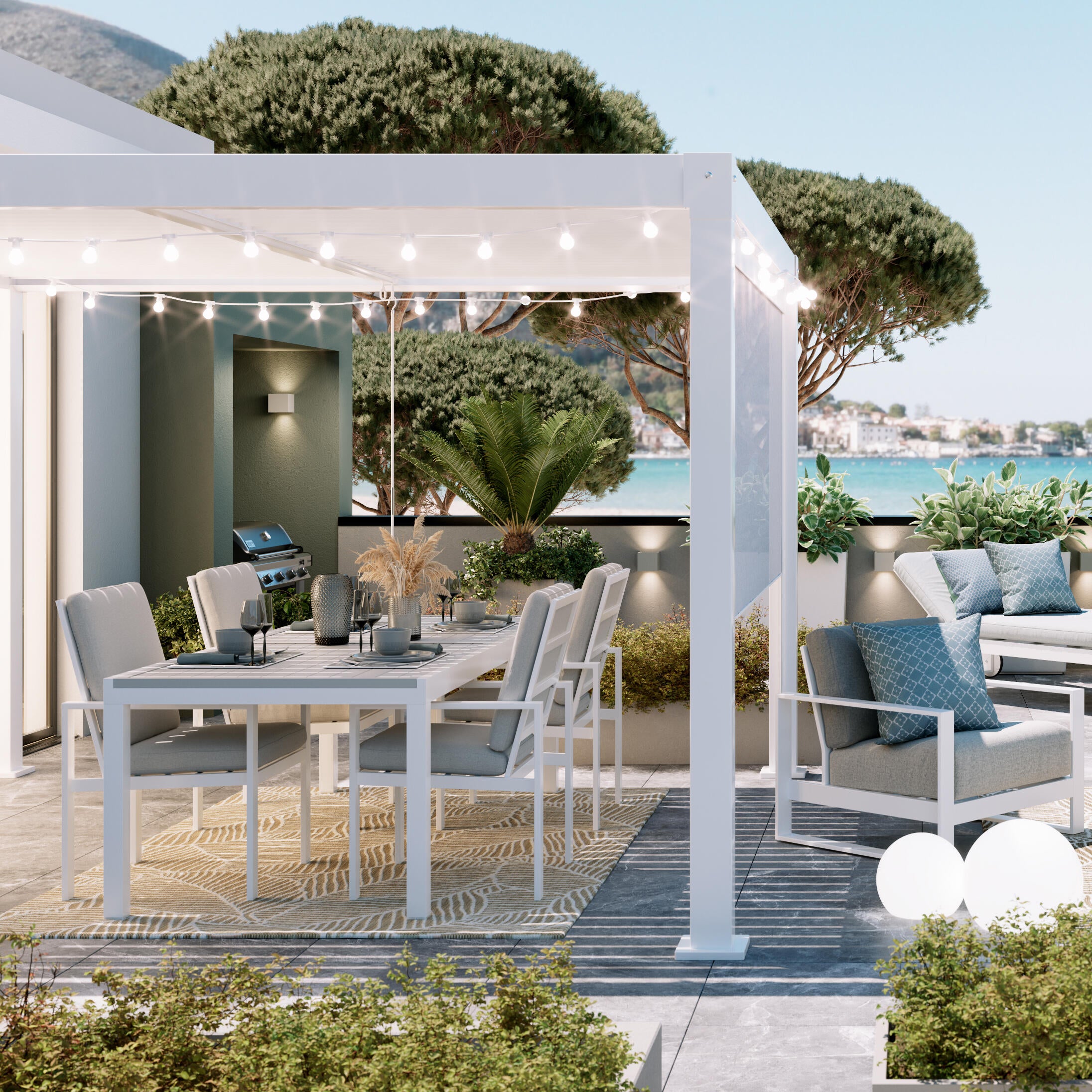 Pergola bioclimatica 3x3.5 m Clima in alluminio bianco - Clima NATERIAL - 3