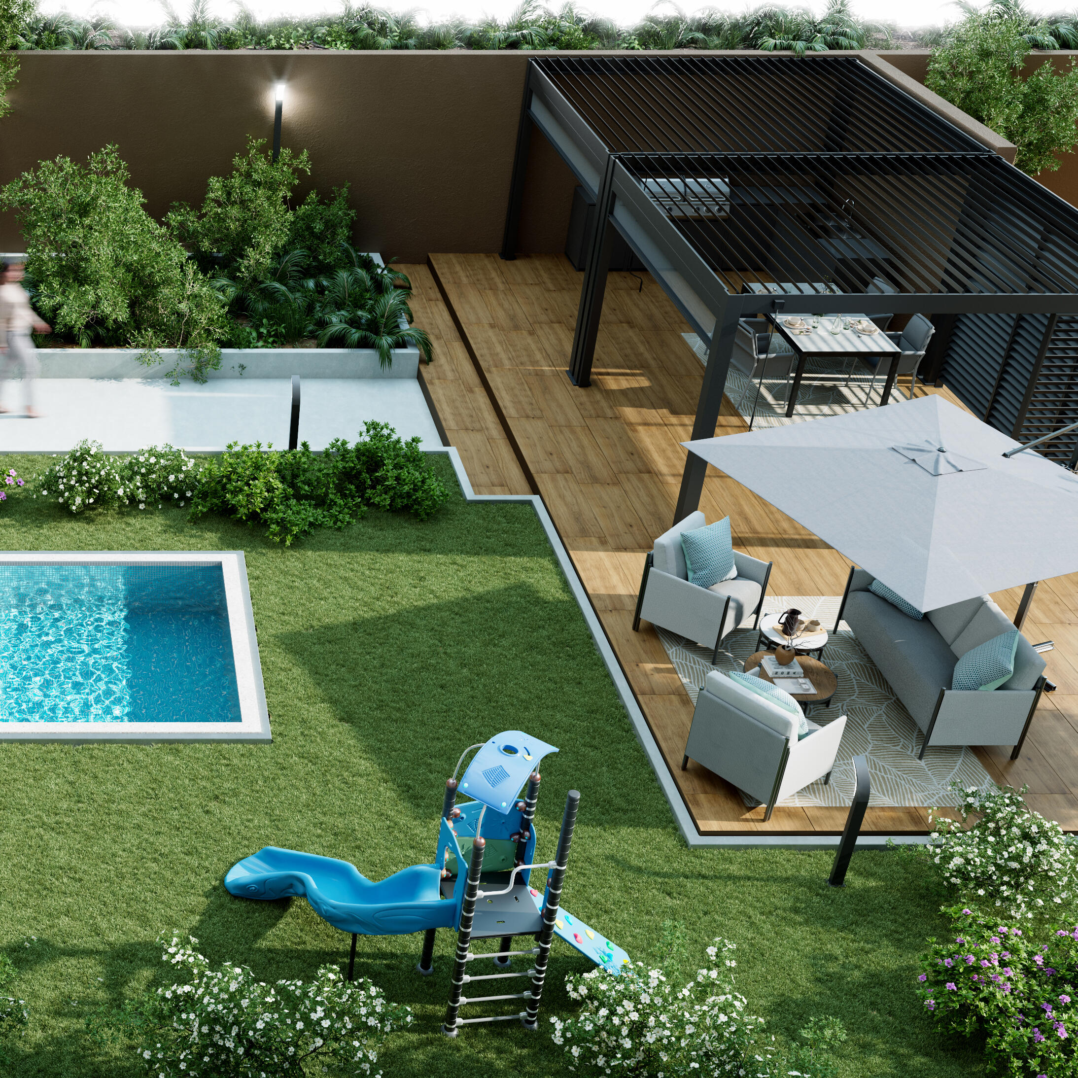 Tavolo da giardino allungabile Odyssea NATERIAL in alluminio antracite con piano in vetro  per 8 persone 180/240x100cm - 5