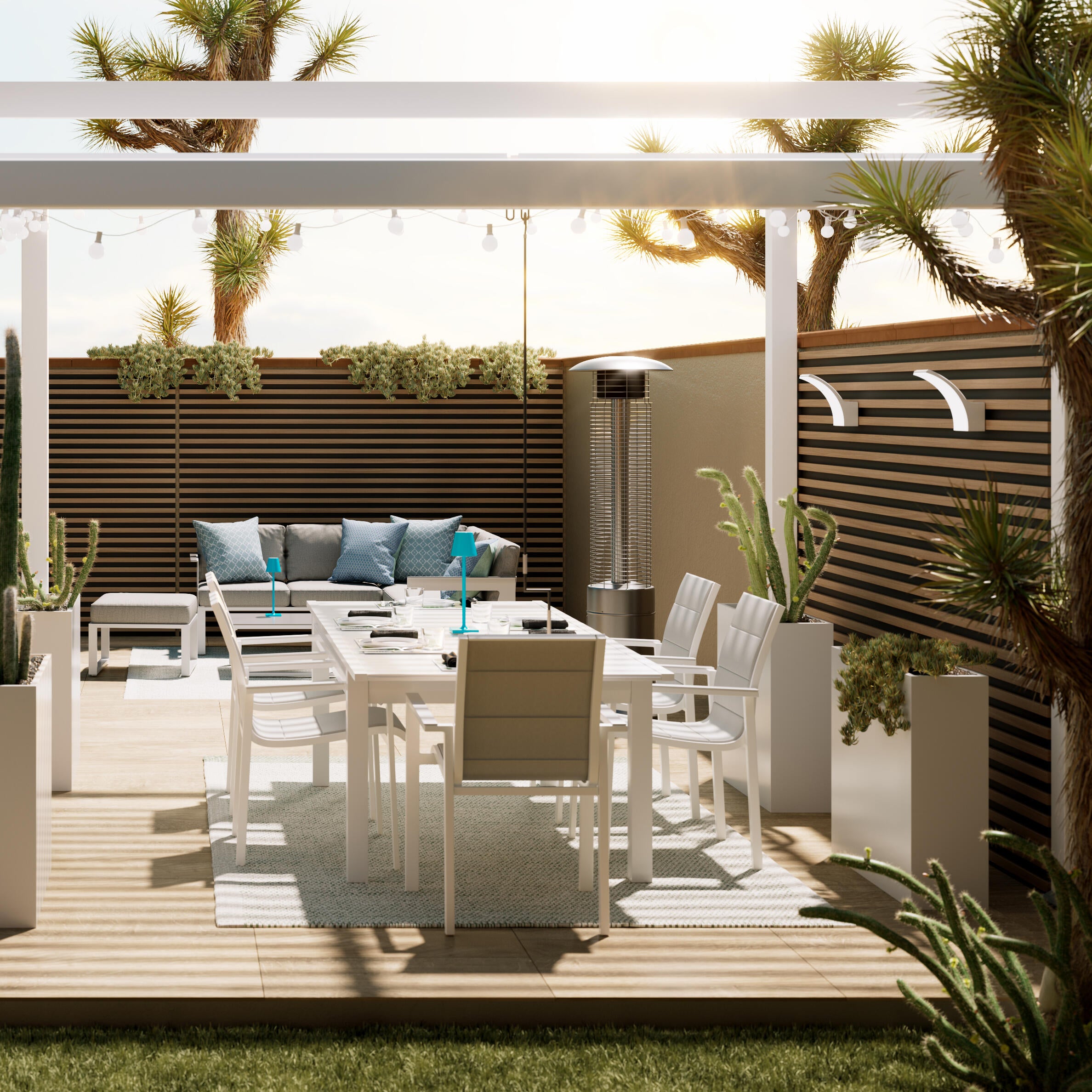 Pérgola bioclimática de aluminio NATERIAL Odyssea blanco de 380x318 cm - 4