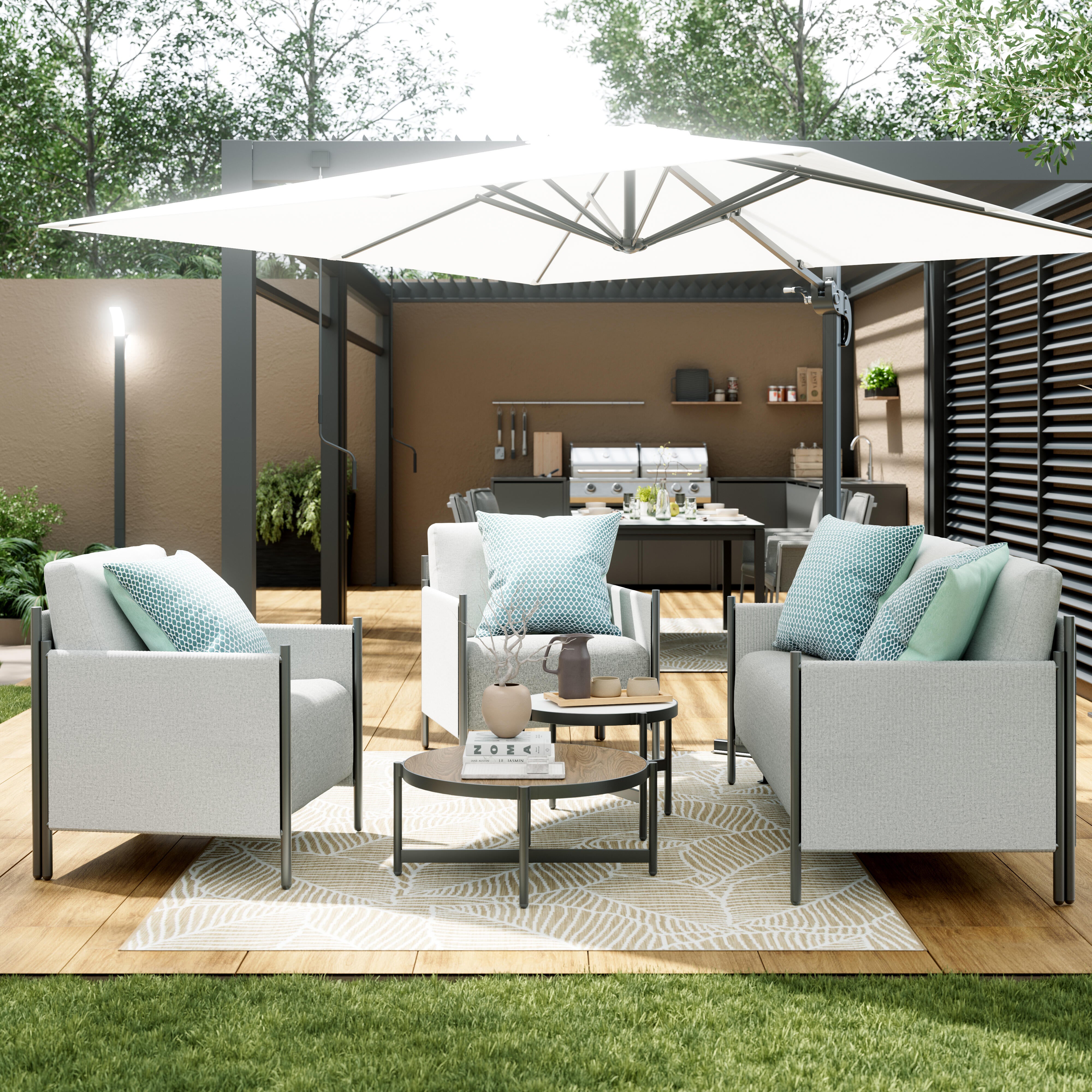 Tavolo da giardino allungabile Odyssea NATERIAL in alluminio antracite con piano in vetro  per 8 persone 180/240x100cm - 4