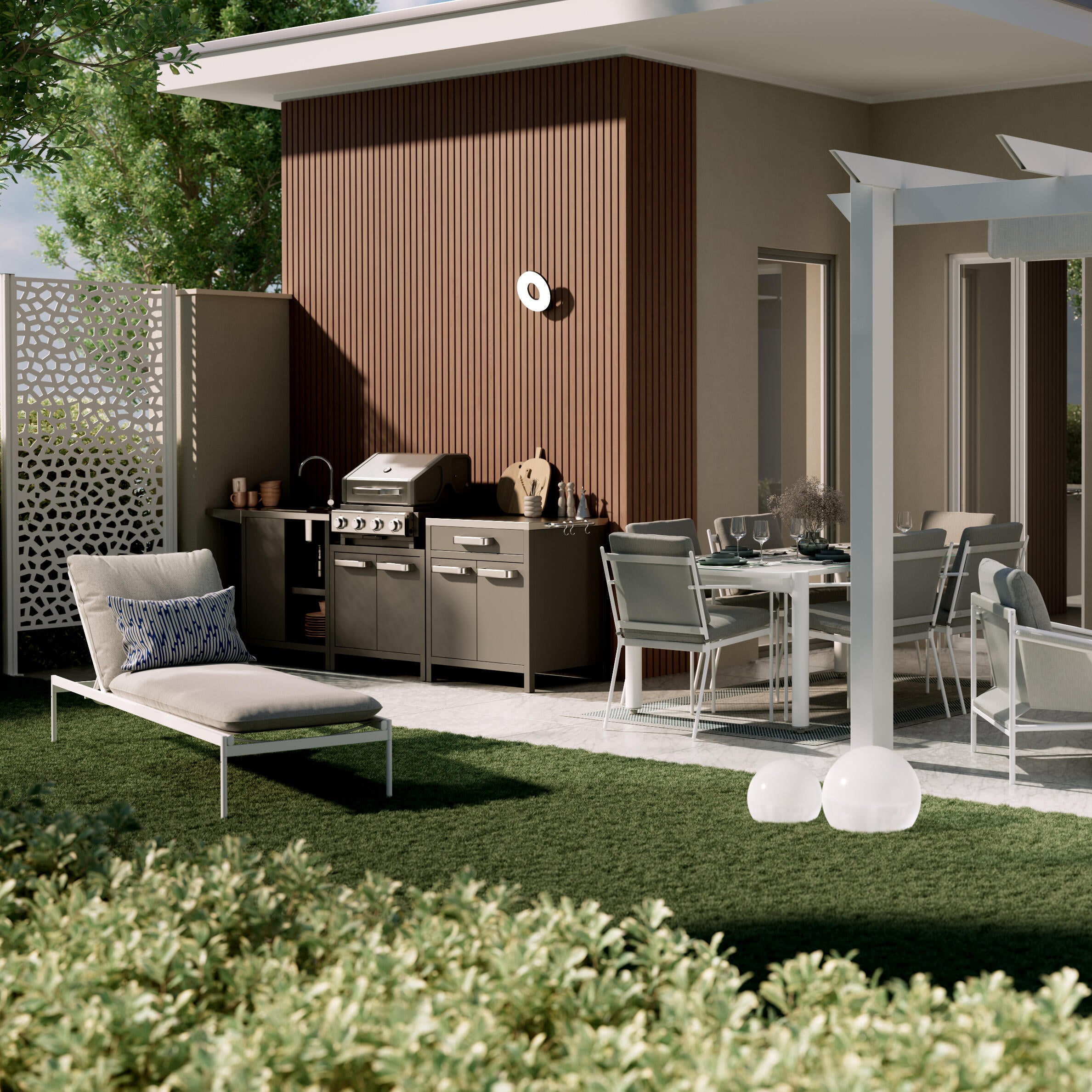 Lettino con cuscino Sigma NATERIAL in acciaio e cuscino beige 59 x 30 x 197 cm - 3