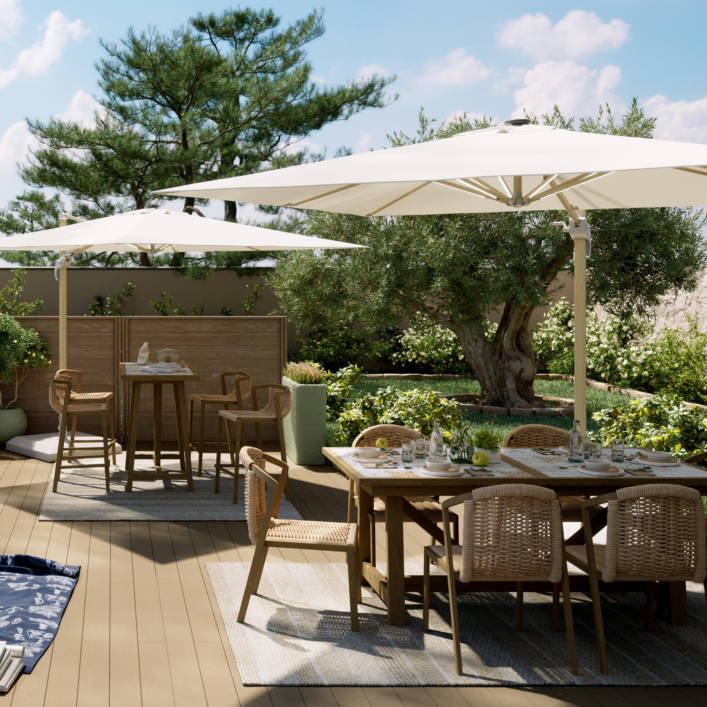 Mesa de jardín de comedor de aluminio Gaia marrón de 65.5x100x126 cm - 15