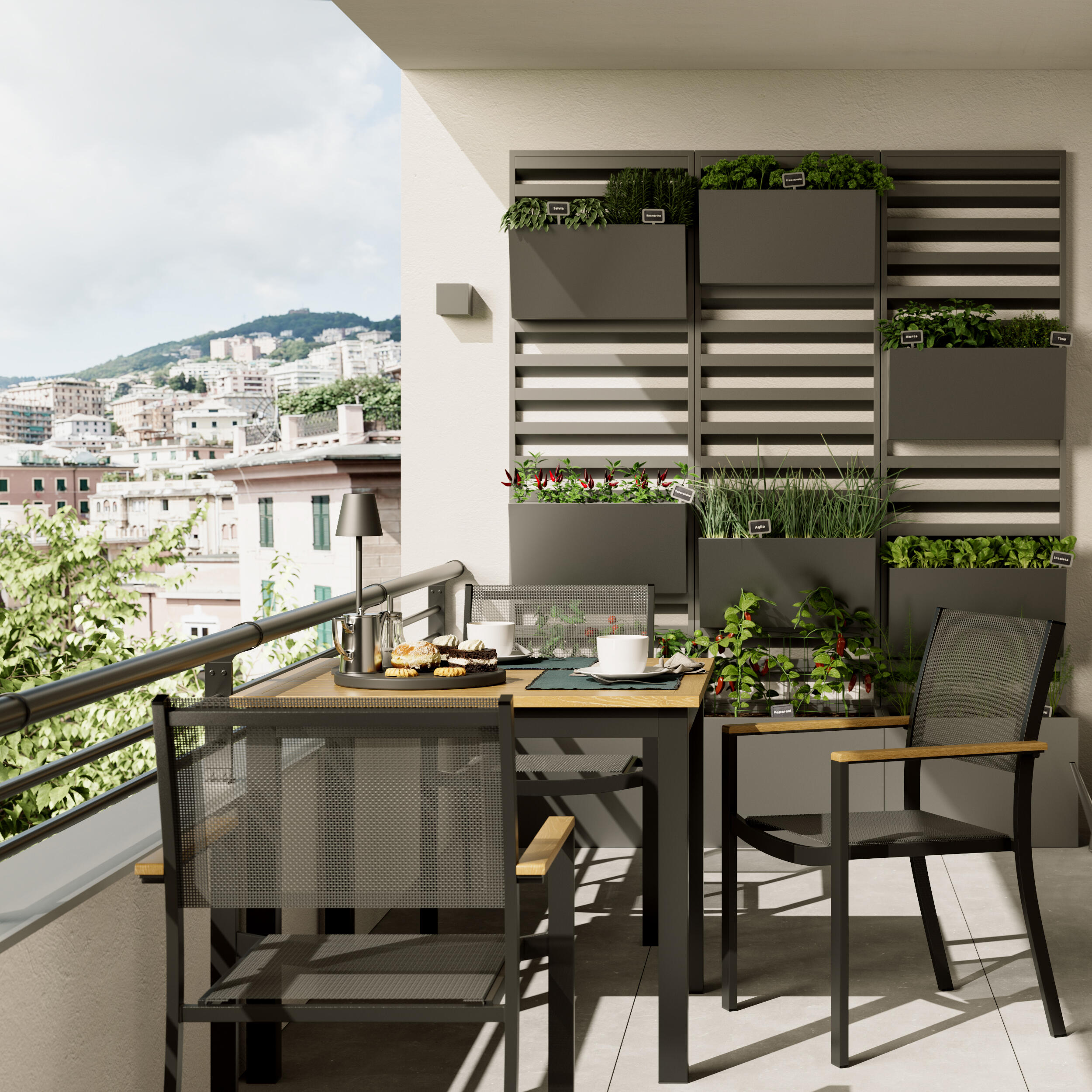 Tavolo da pranzo per giardino Oris NATERIAL in alluminio con piano in eucalipto marrone per 4 persone 89x89cm - 2