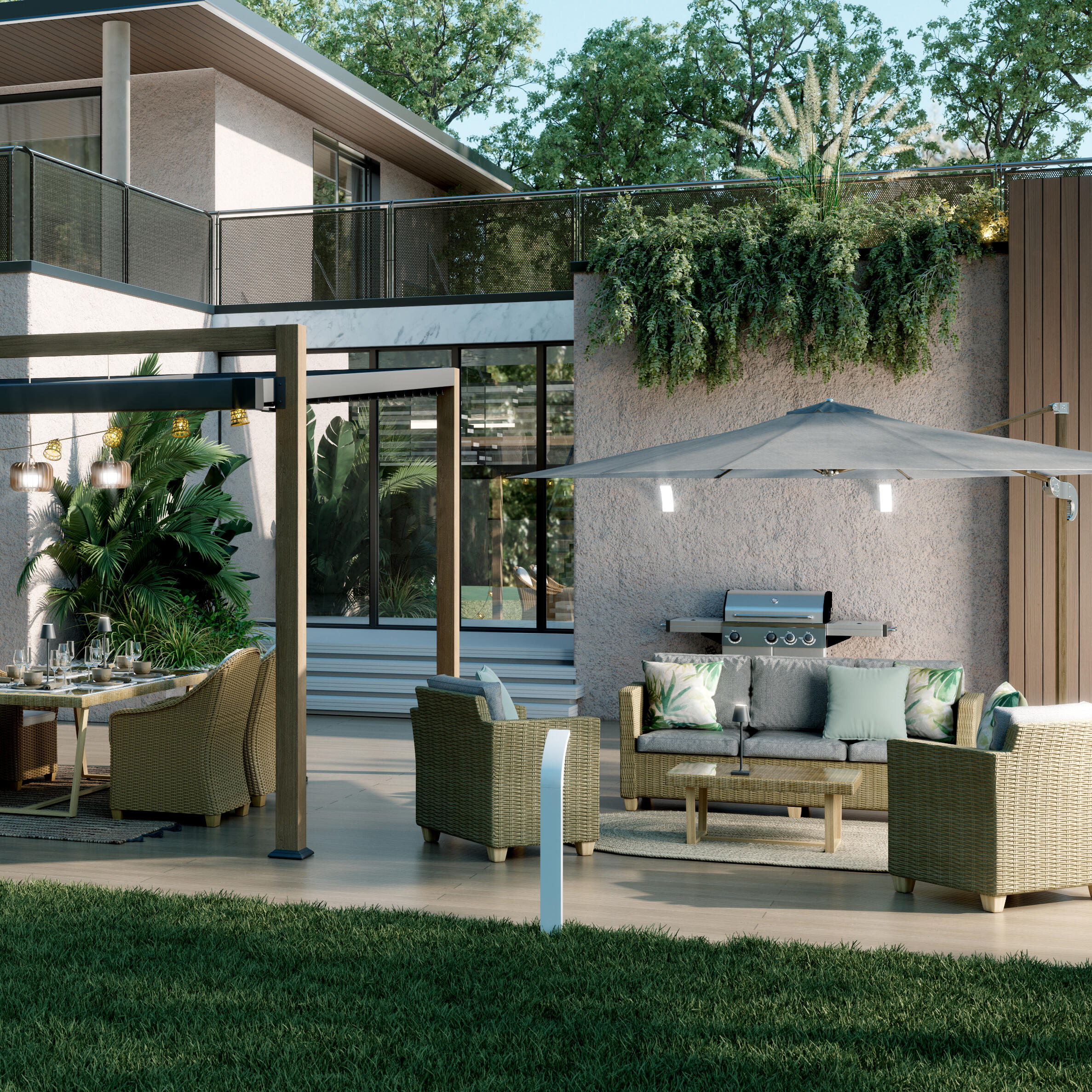 Applique LED moderno da esterno Lakko bianco IP44, luce bianco naturale 1500 lumen, INSPIRE - 4