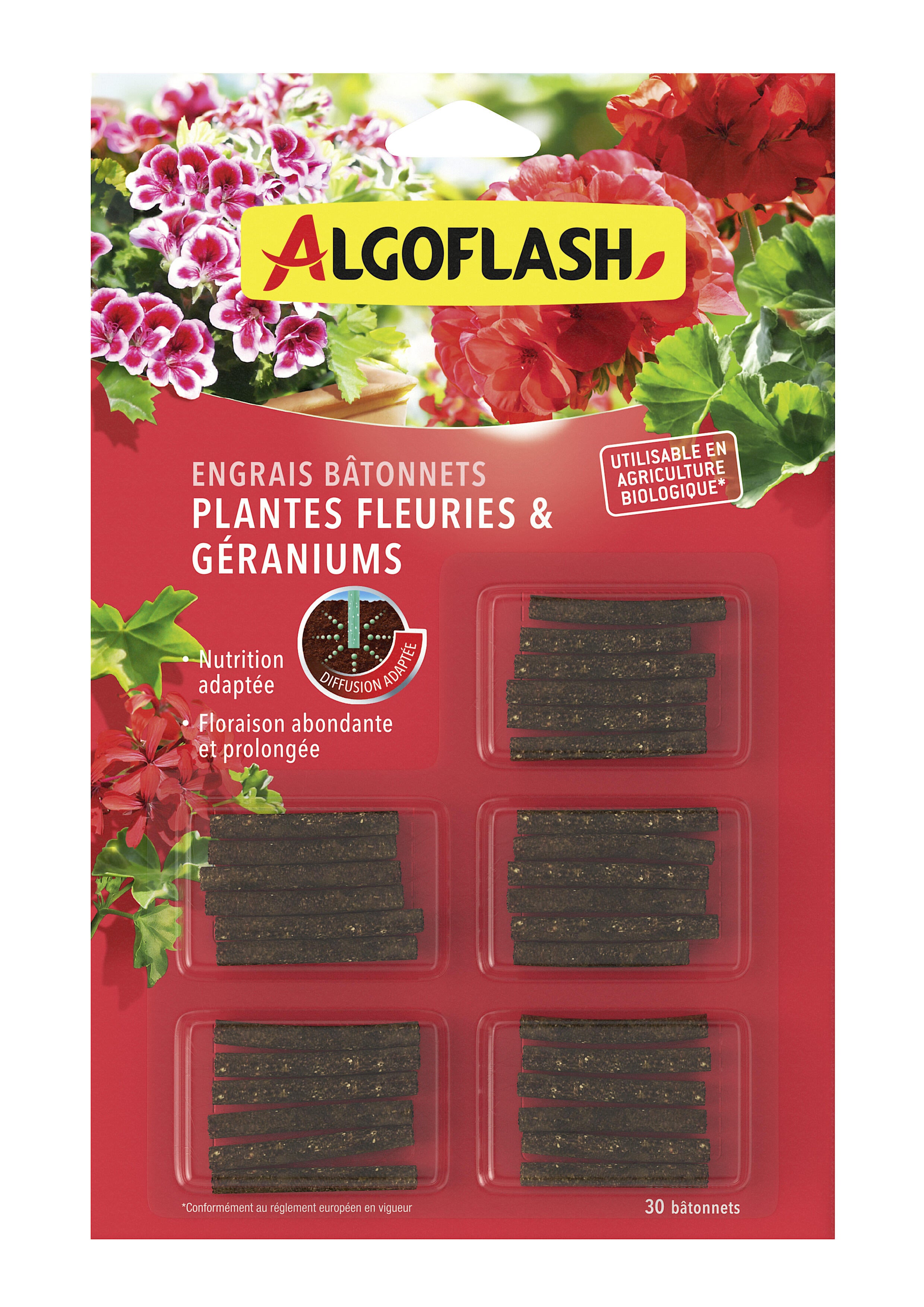 ALGOFLASH Engrais Bâtonnets Pour Orchidées - Action 3 Mois, 20 Bâtonnets NPK 8.10.13