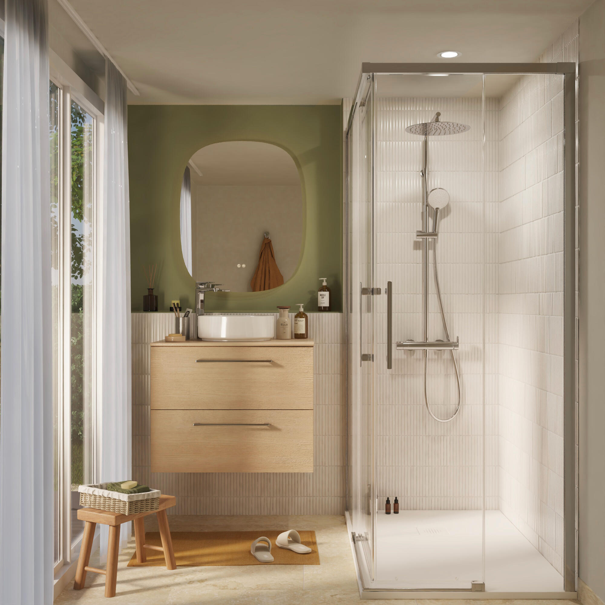 Mampara de ducha rectangular corredera transparente remix perfil cromo (77.5-79.5)x(117.5-119.5)x195 cm 6 mm