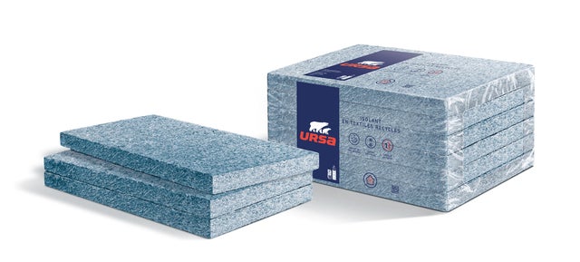 3 panneaux isolant en textile recyclé nu Ep.200 mm R=5,40 λ37 L.1,25 x l.0,60 m - UPTEX URSA