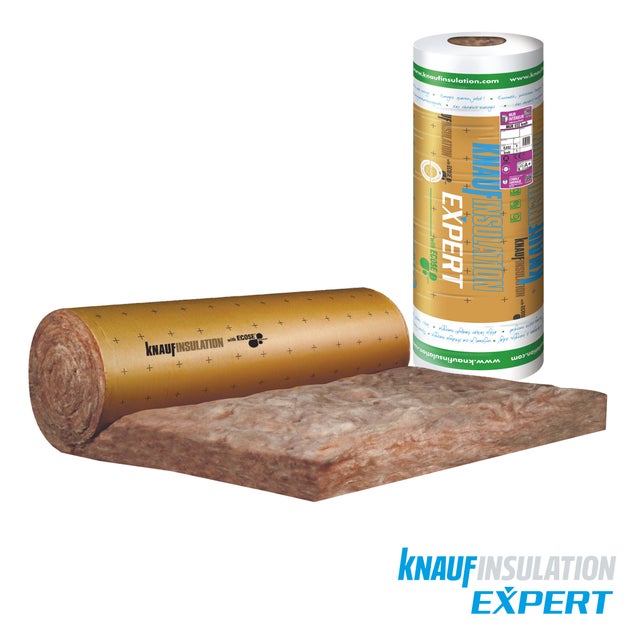 Panneau roulé laine de verre kraft Ep.75 mm R=2,35 λ32 L.5,40 x l.1,20 m - EXPERT KNAUF