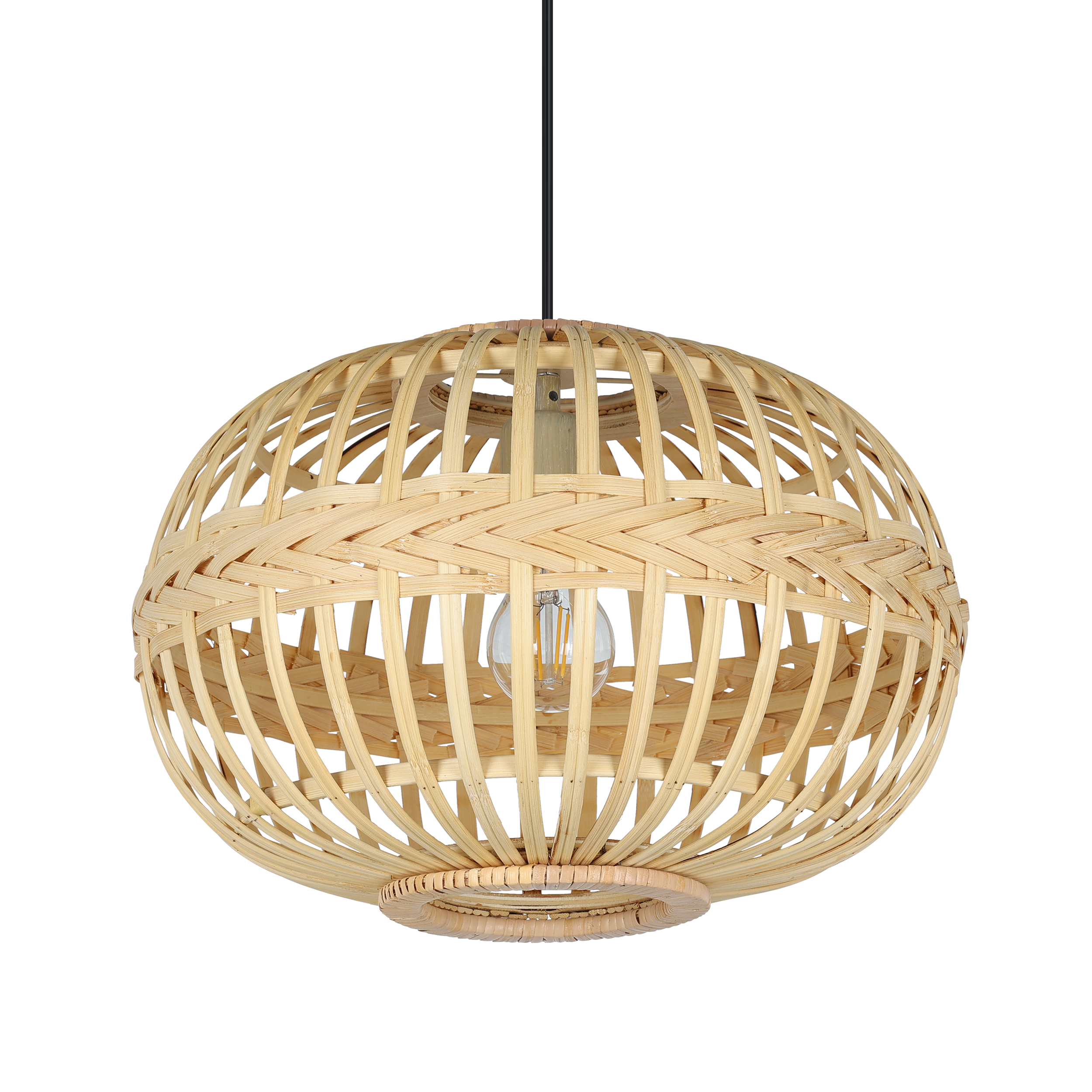 Lámpara de techo colgante de madera marrón 1 luz E27 Amsfield Ø38 - 4