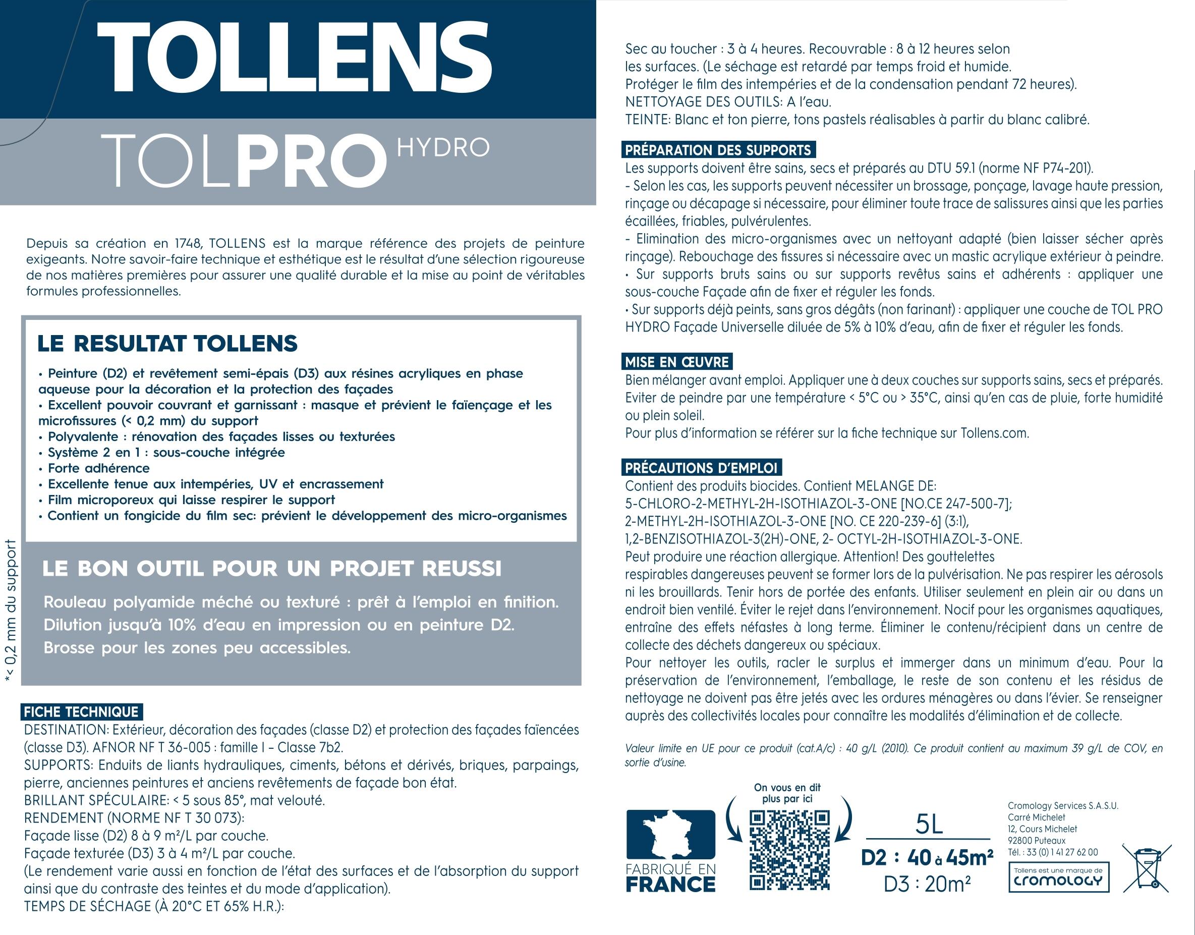 Peinture extérieure façade Tolpro universelle TOLLENS PRO ton pierre mat 5L - 5