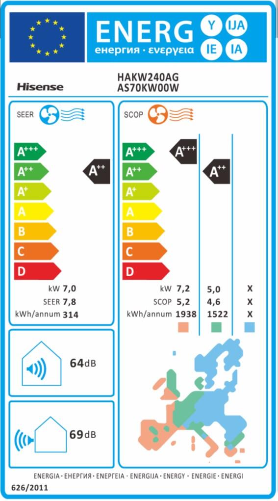 Unità interna condizionatore HISENSE 24000 BTU inverter WIFI A++/A++ serie UNI AIR - 11