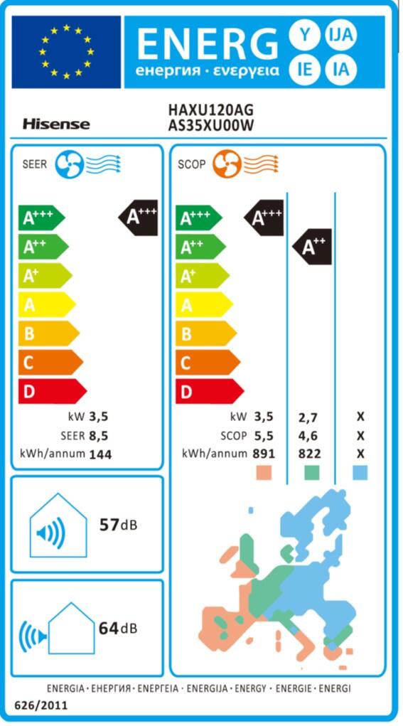 Unità interna climatizzatore HISENSE UNI AIR 12000 BTU classe di raffreddamento A+++, classe di riscaldamento A++, bianco - 11