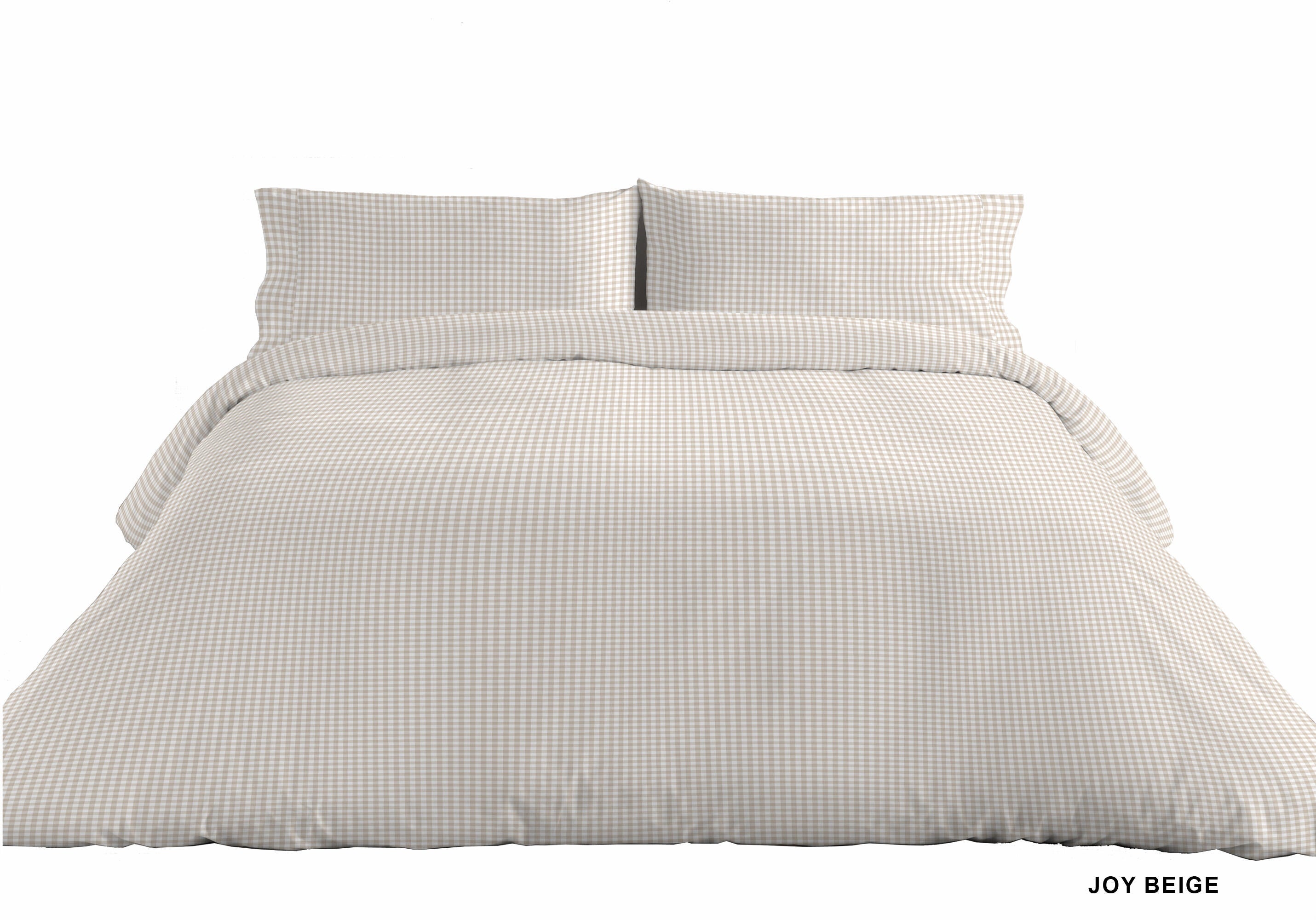 Funda nórdica + 1 funda de almohada Joy algodón percal 180 hilos cuadro vichy beige para cama de 90 cm - 6