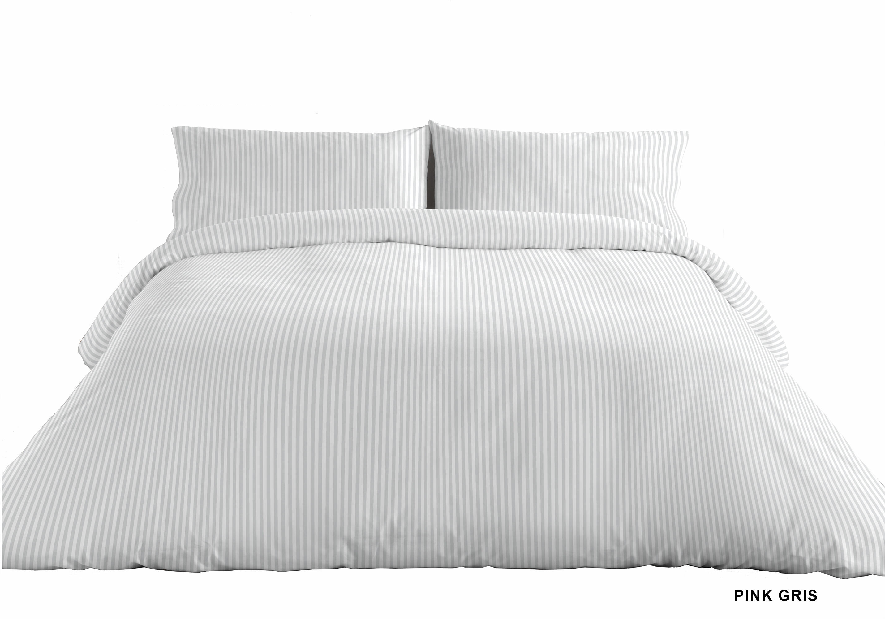 Funda nórdica + 1 funda de almohada Pink algodón percal 180 hilos rayas gris para cama de 90 cm - 6