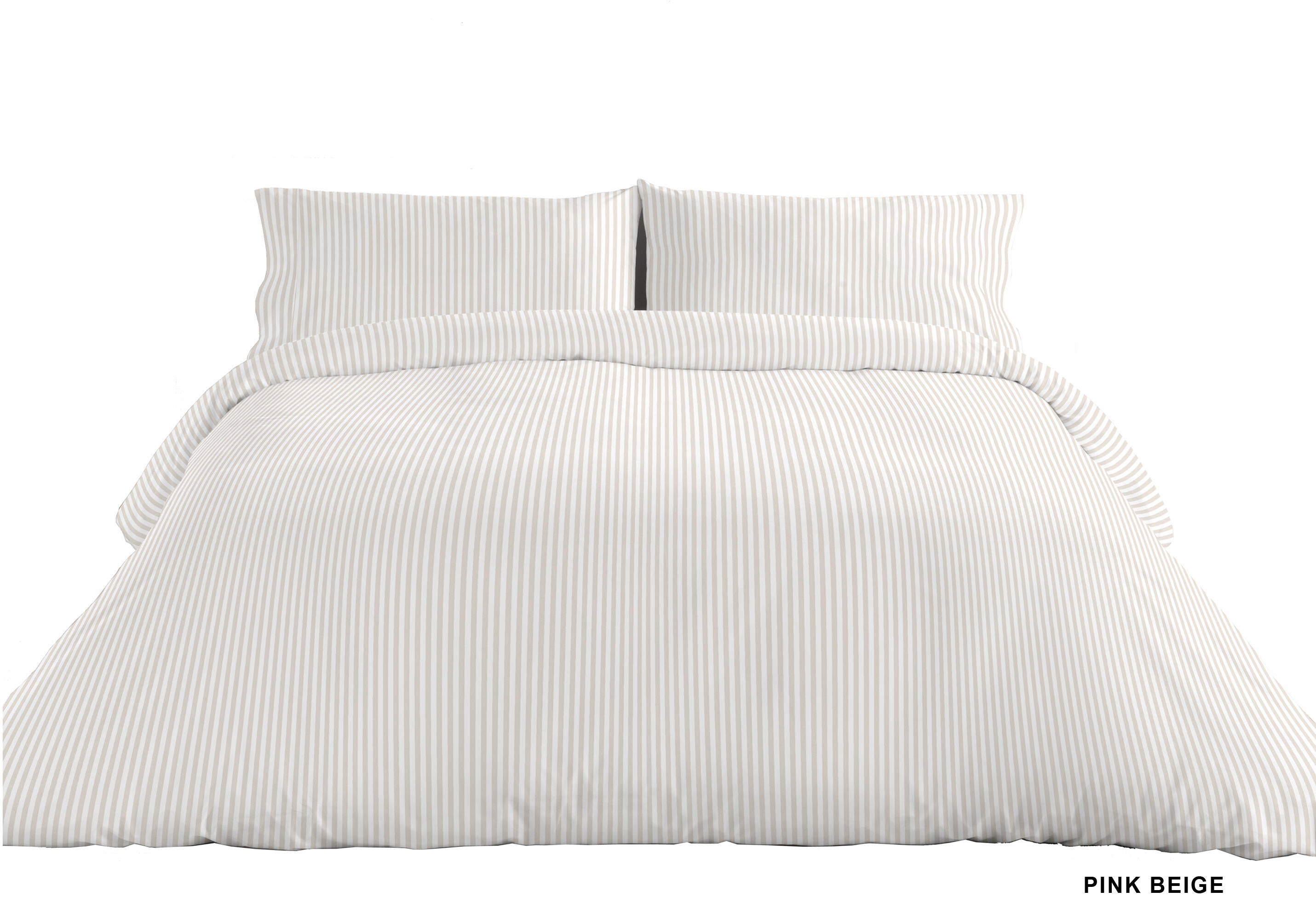 Funda nórdica + 2 fundas de almohada Pink algodón percal 180 hilos rayas beige para cama de 180 cm - 6