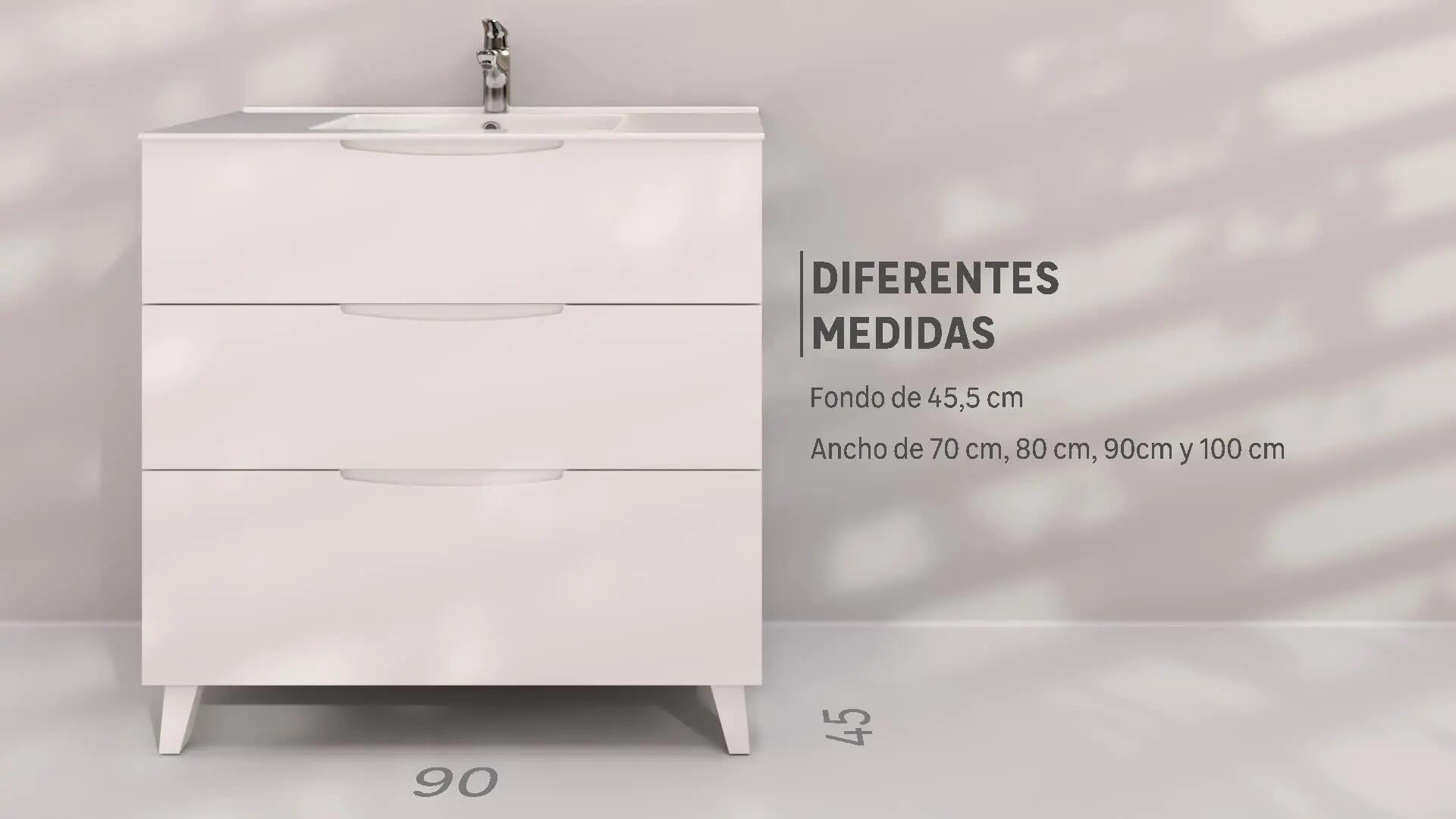Mueble de baño New asimétrico blanco 80x45 cm (lavabo no incluido) - 3