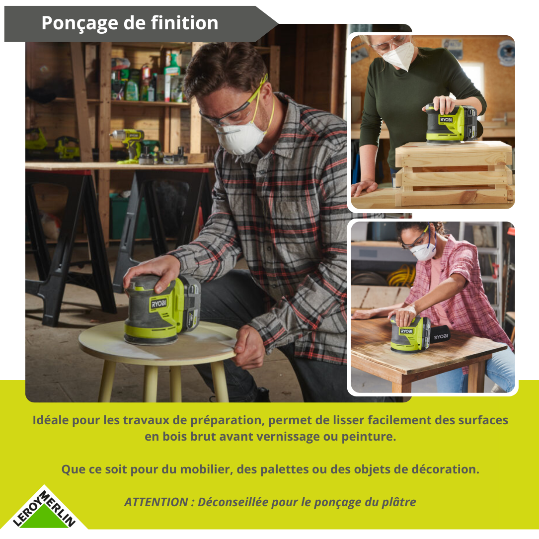 Ponceuse excentrique sans fil RYOBI Rros18-0 18 V 0 Ah - 3