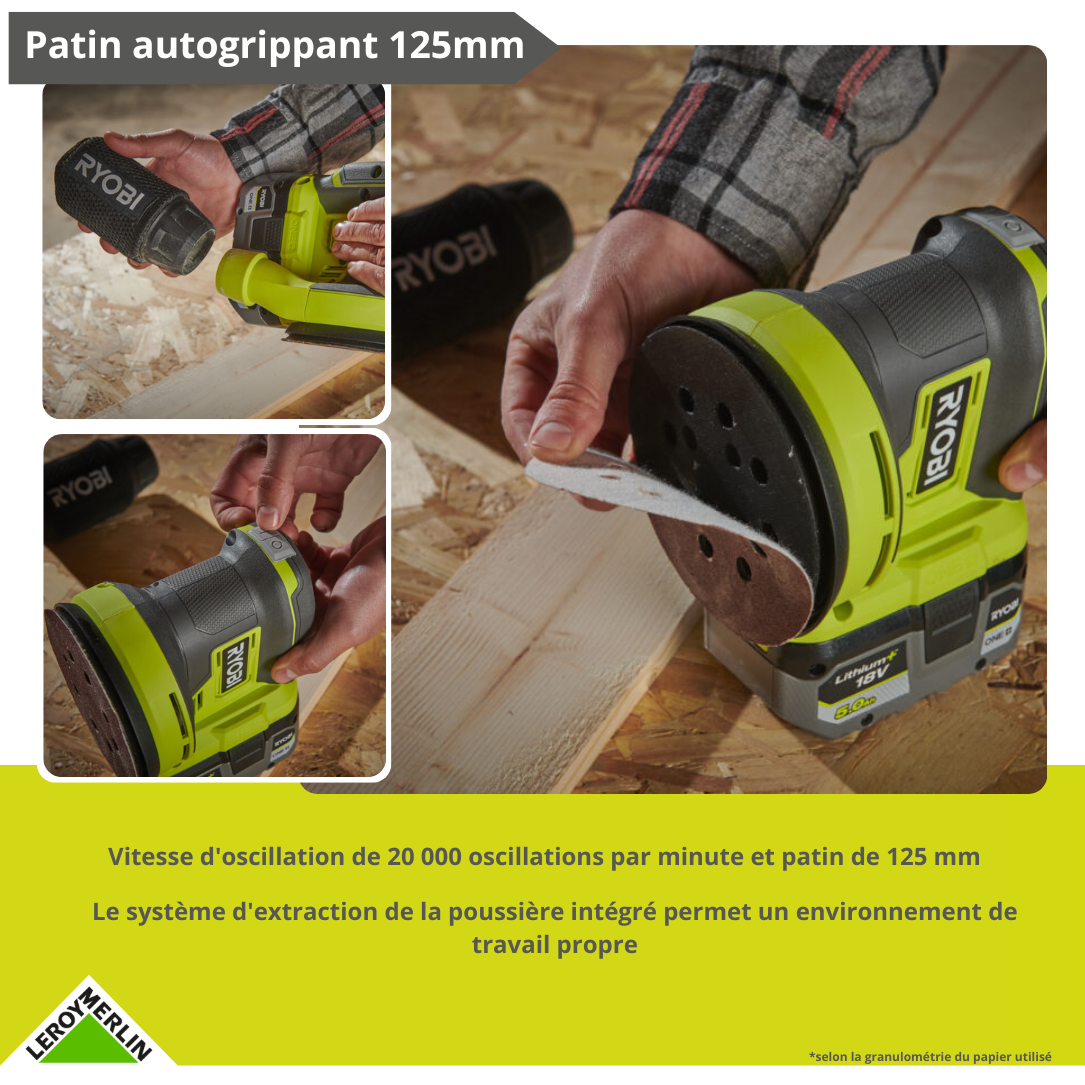 Ponceuse excentrique sans fil RYOBI Rros18-0 18 V 0 Ah - 4